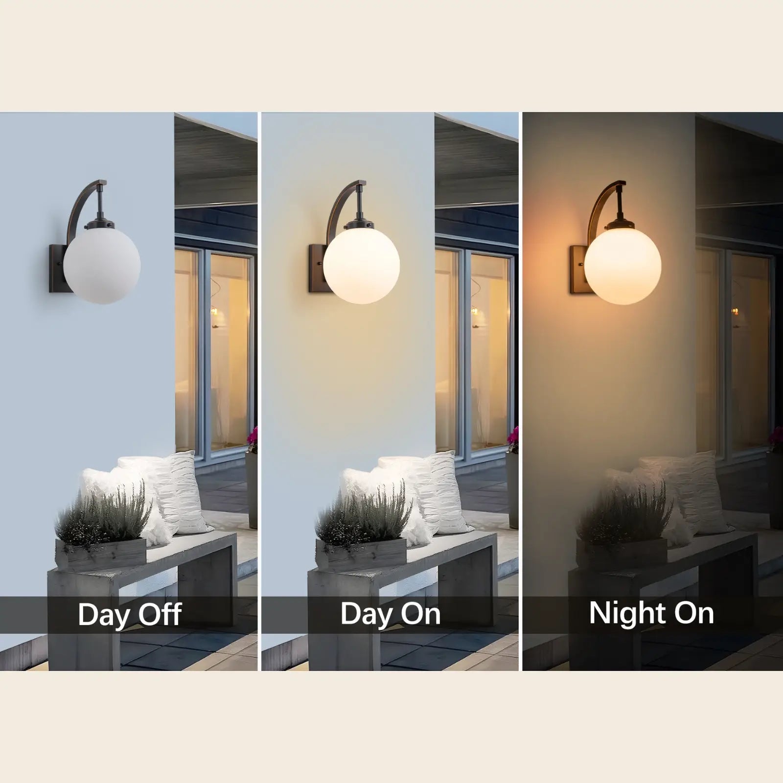 14" Modern Outdoor Wall Lights with Glass Globe