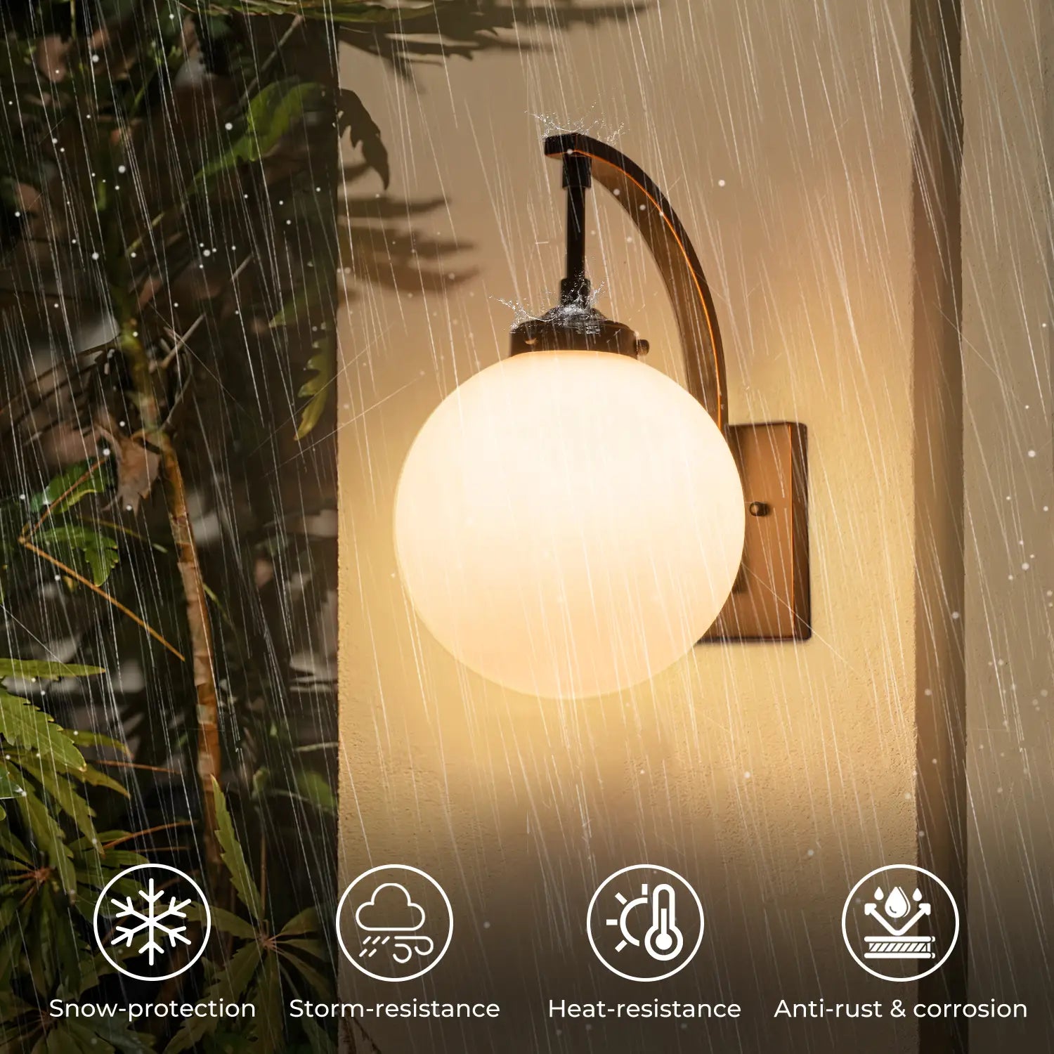 14" Modern Outdoor Wall Lights with Glass Globe