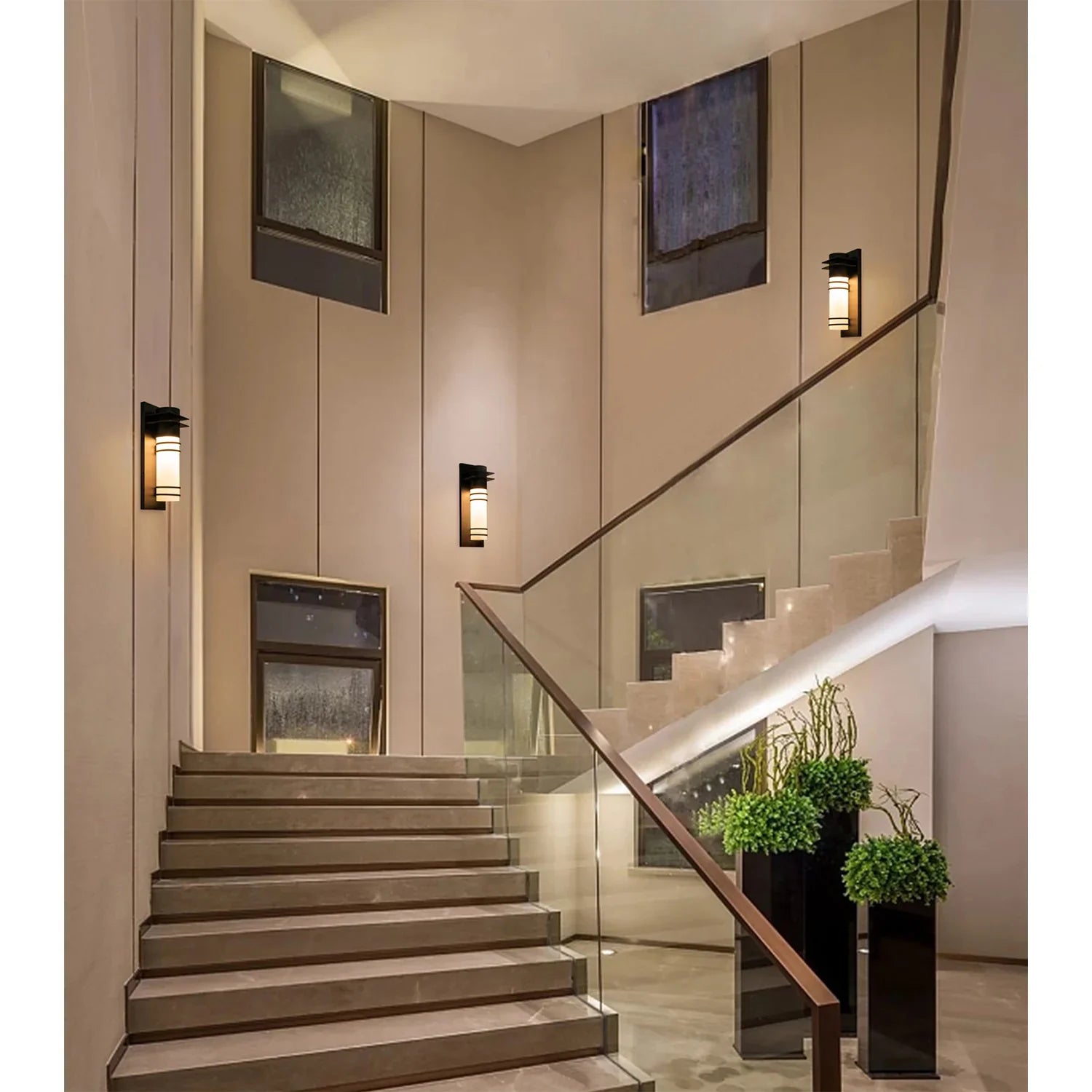 LED Black Outdoor Wall Lights with Frosted Glass - FTL Outdoor Wall Lighting LED Light Bulbs