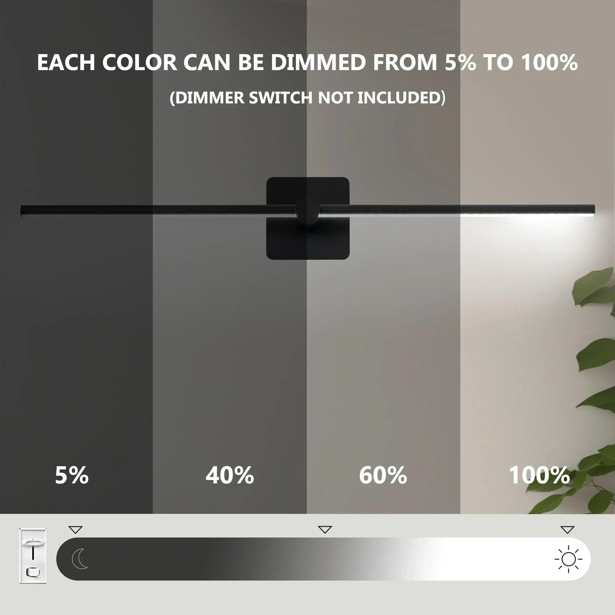 31.5" 5CCT Dimmable Black LED Bath Bar Non-Adjust - FTL Outdoor Wall Lighting LED Light Bulbs