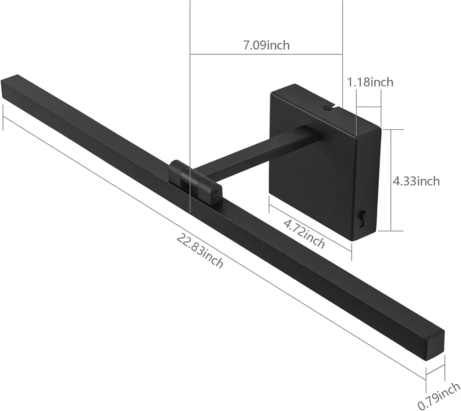 22.8" 5CCT Dimmable Black LED Bath Bar 180° Adjust