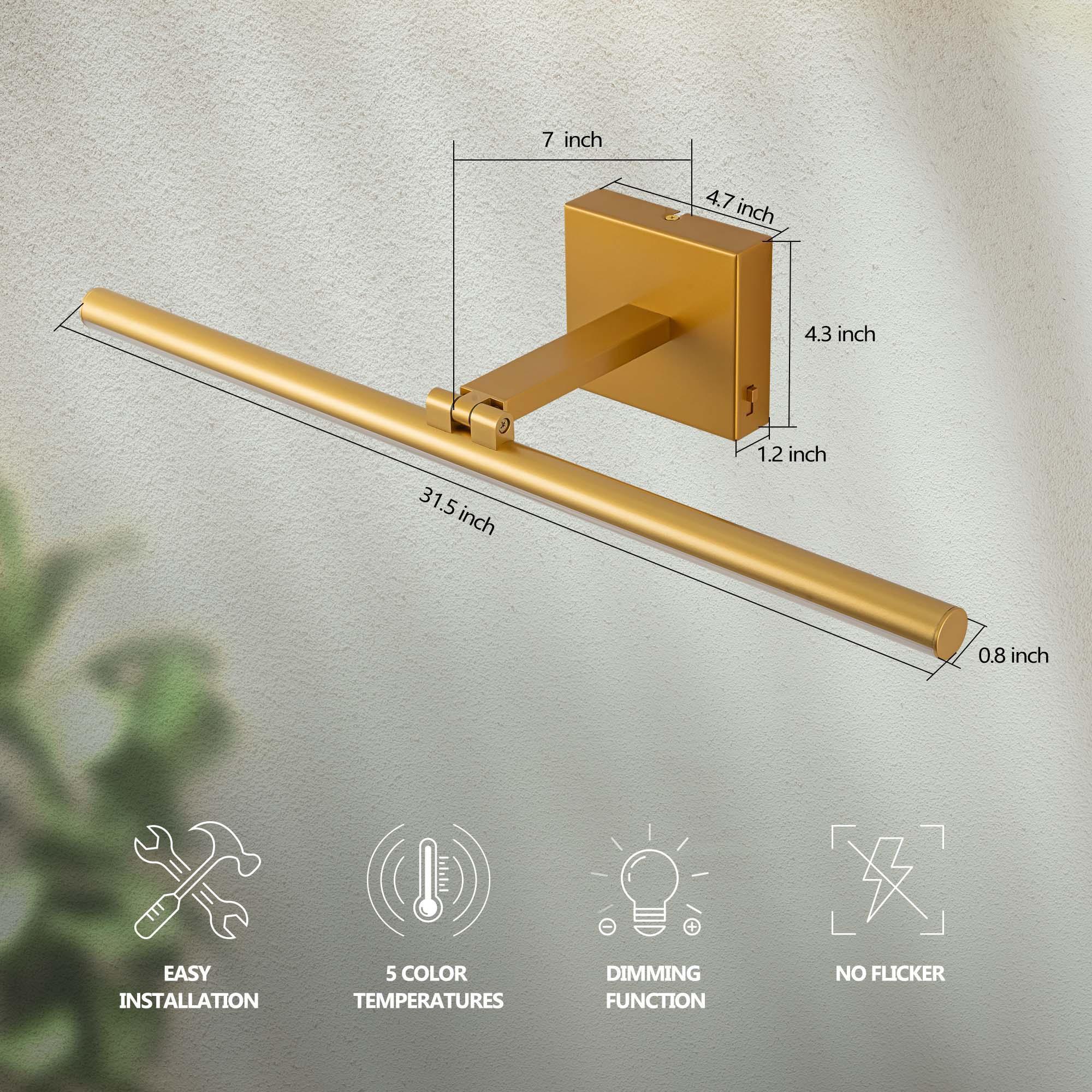 22.8" 5CCT Dimmable Black LED Bath Bar 180° Adjust