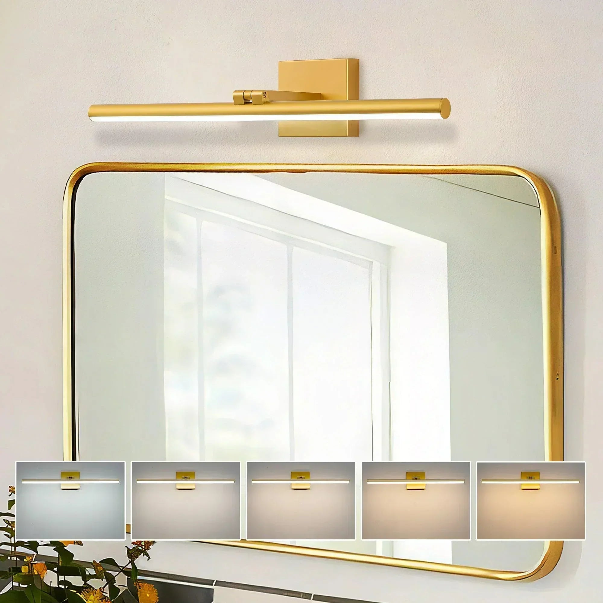 22.8" 5CCT Dimmable Black LED Bath Bar 180° Adjust