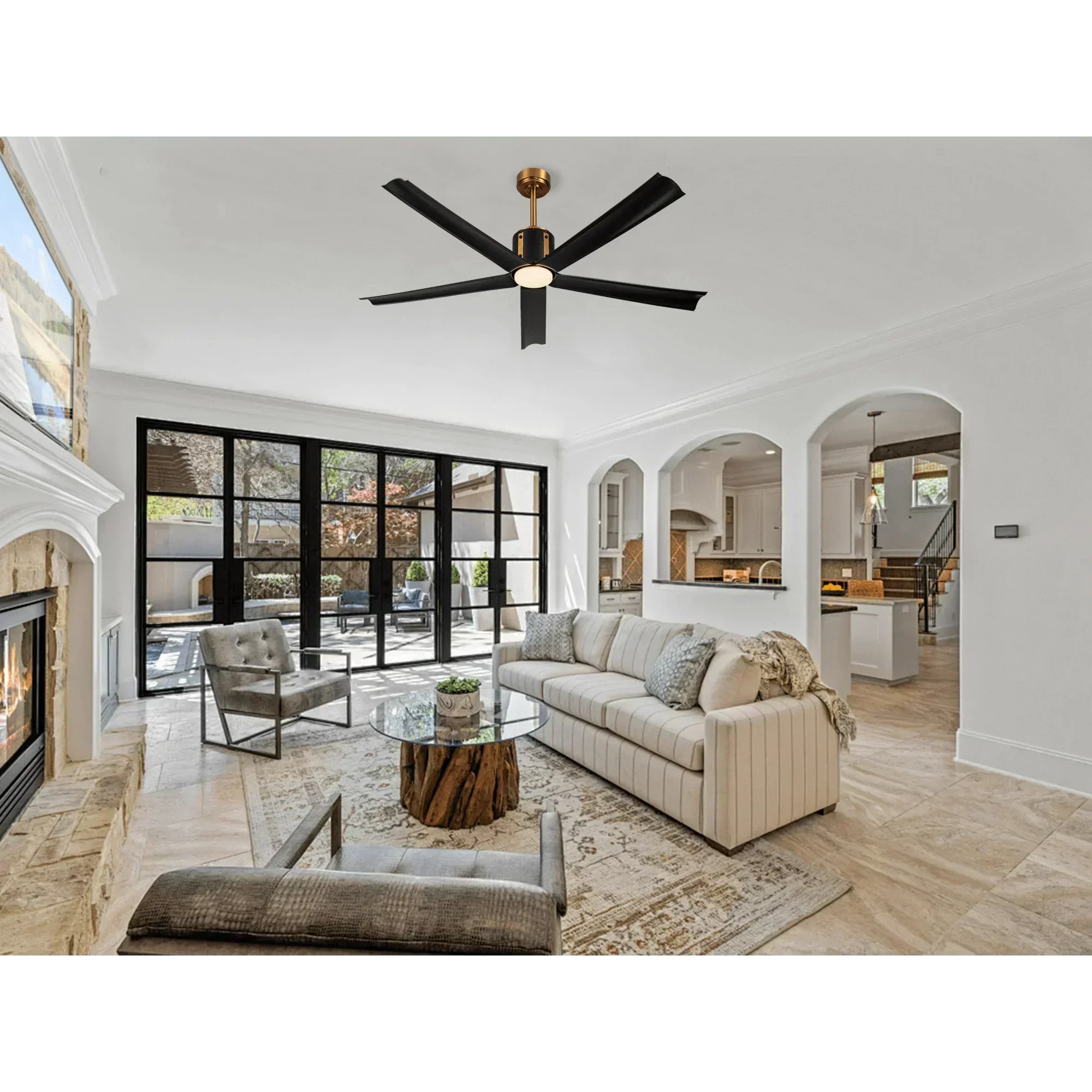 60" White Ceiling Fan with LED Lights and Remote - FTL Outdoor Wall Lighting LED Light Bulbs