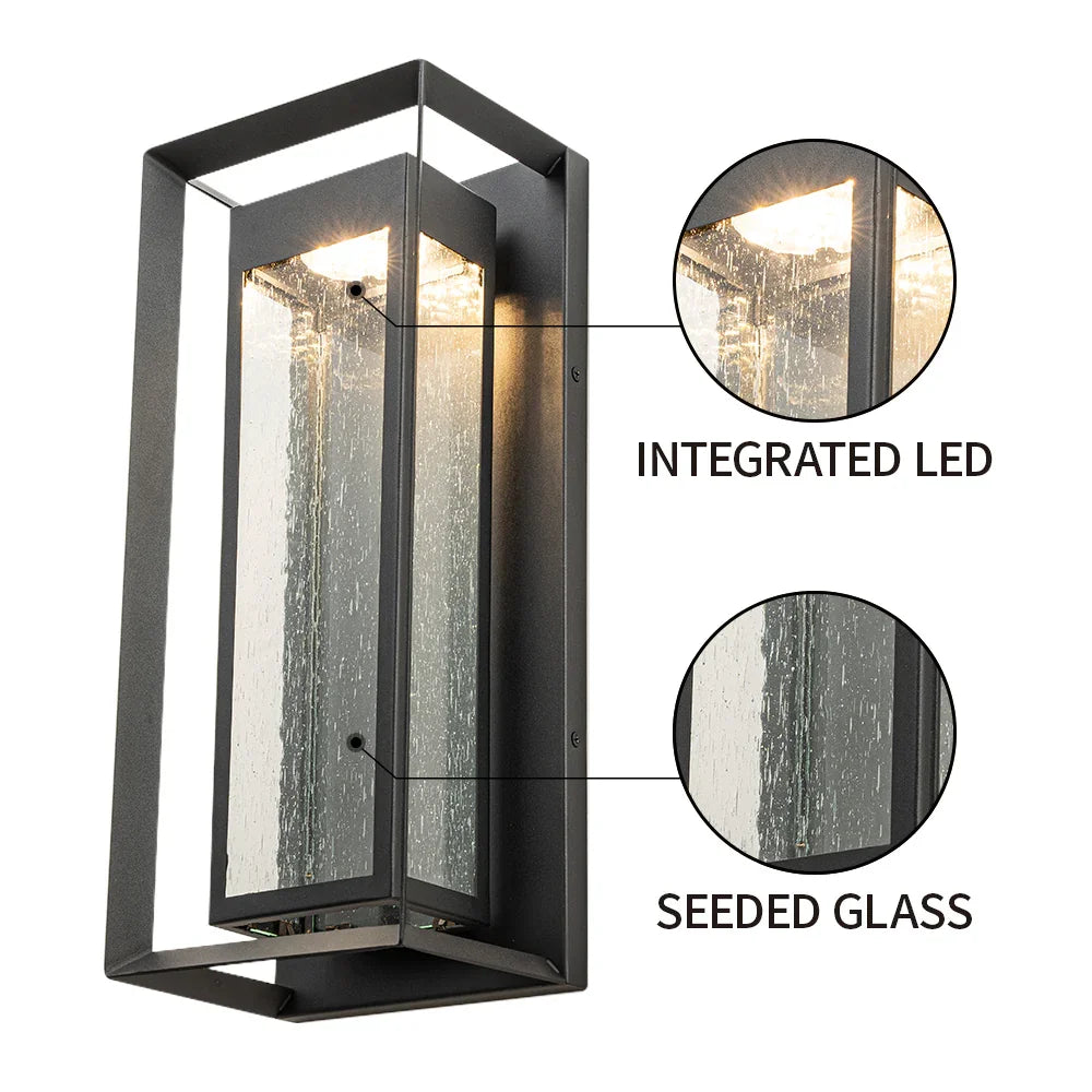 LED Outdoor Wall Sconce with seeded Glass