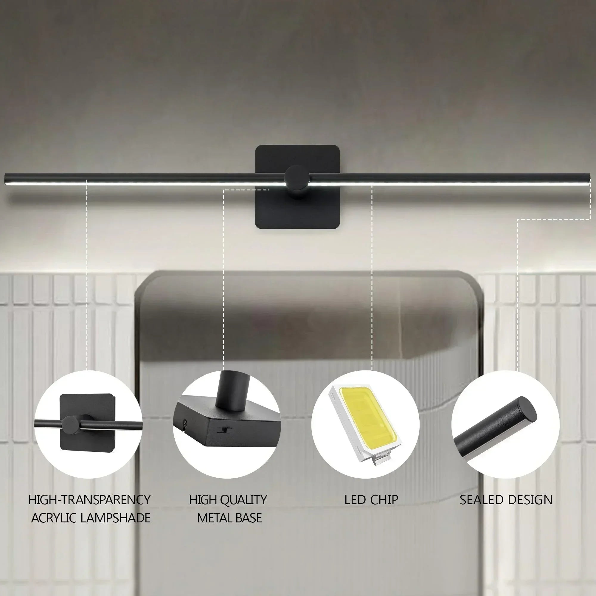 31.5" 5CCT Dimmable Black LED Bath Bar Non-Adjust - FTL Outdoor Wall Lighting LED Light Bulbs