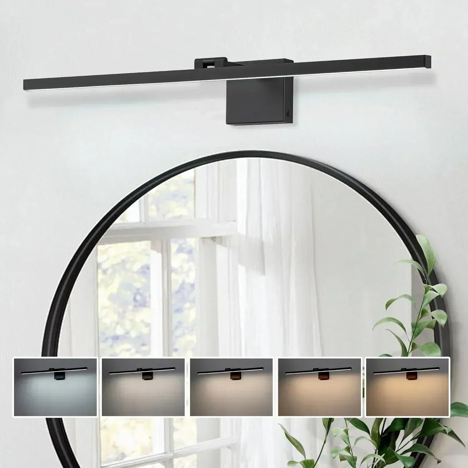 31.5" 5CCT Dimmable Black LED Bath Bar 180° Adjust