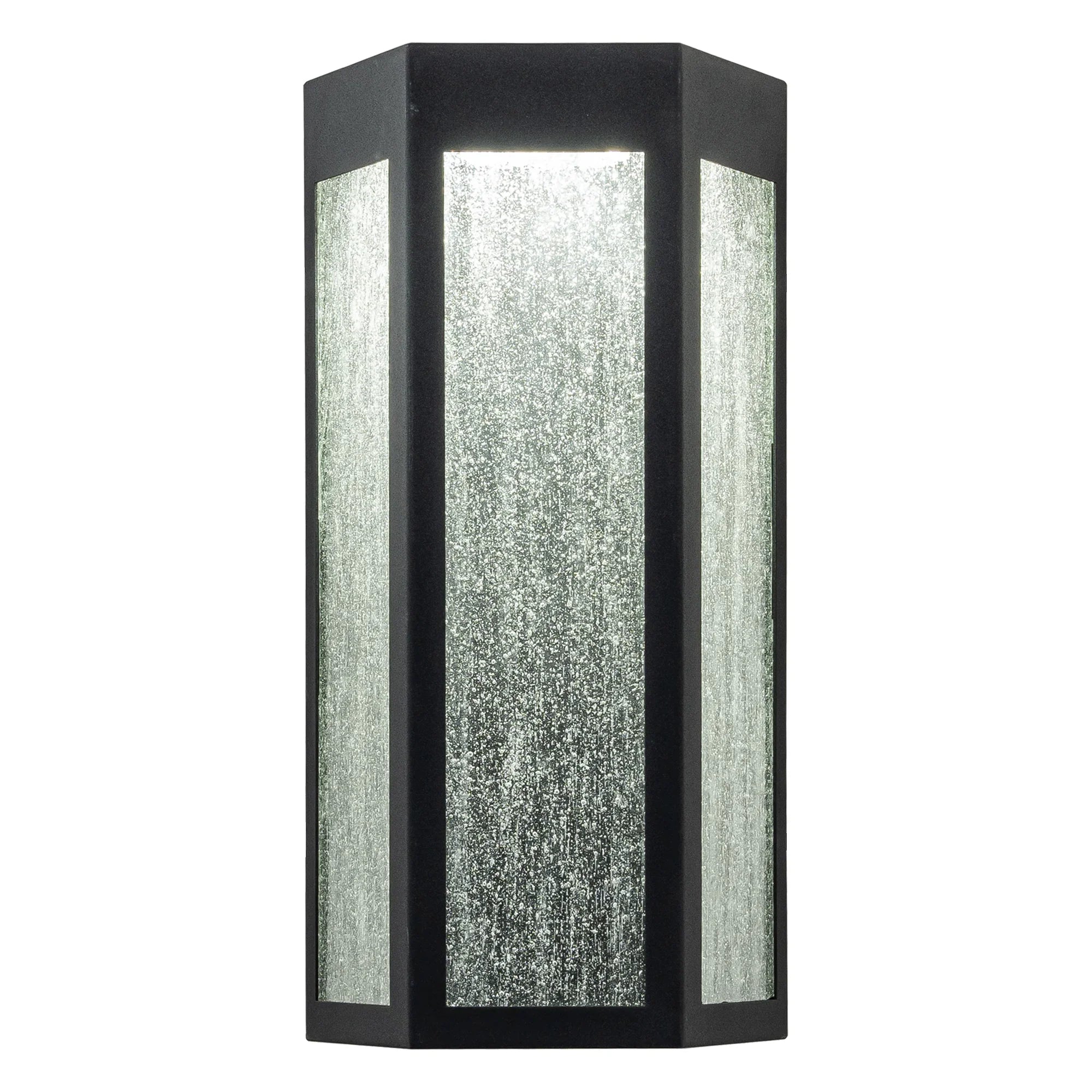 Black Outdoor Wall Lights with Seeded Glass - FTL Outdoor Wall Lighting LED Light Bulbs