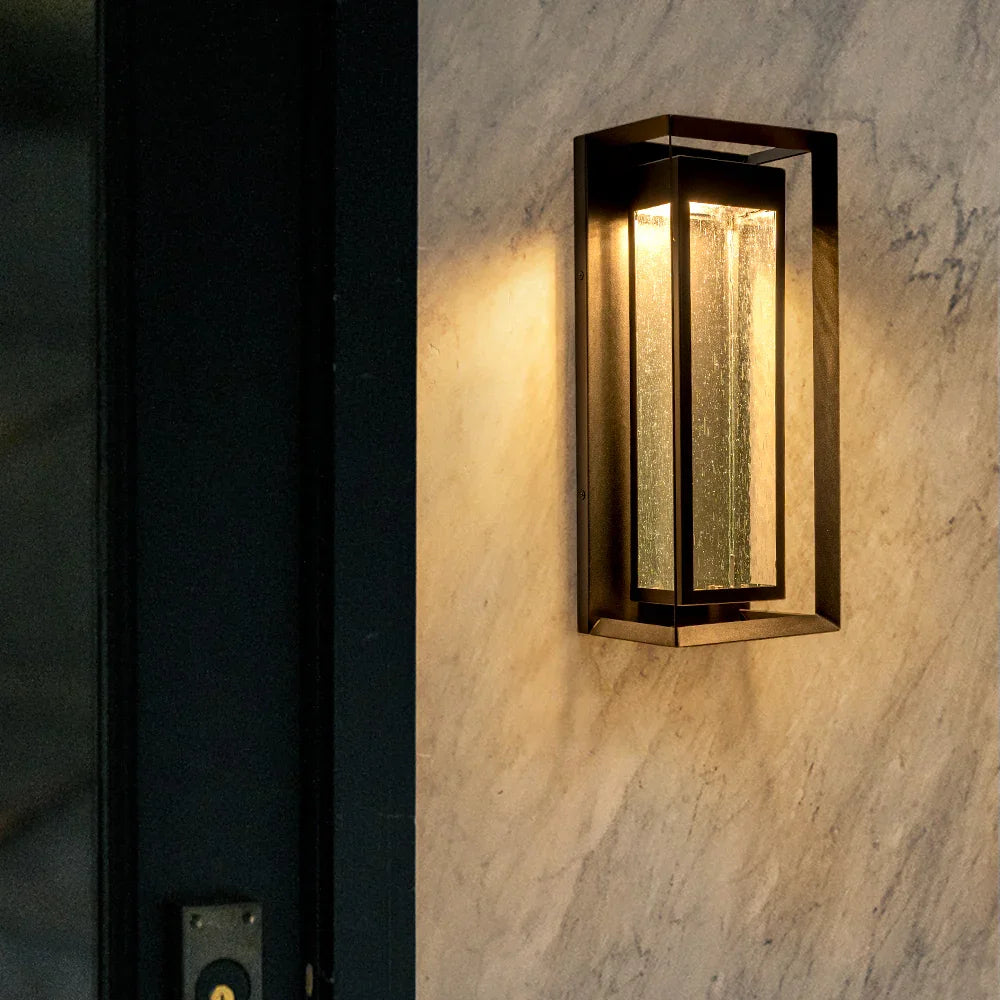 LED Outdoor Wall Sconce with seeded Glass