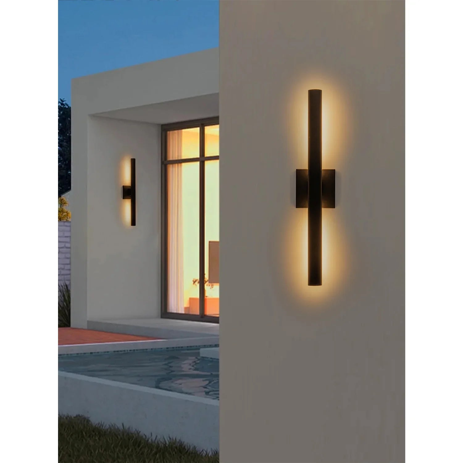 22" Matte Black LED Outdoor Wall Lights - FTL Outdoor Wall Lighting LED Light Bulbs