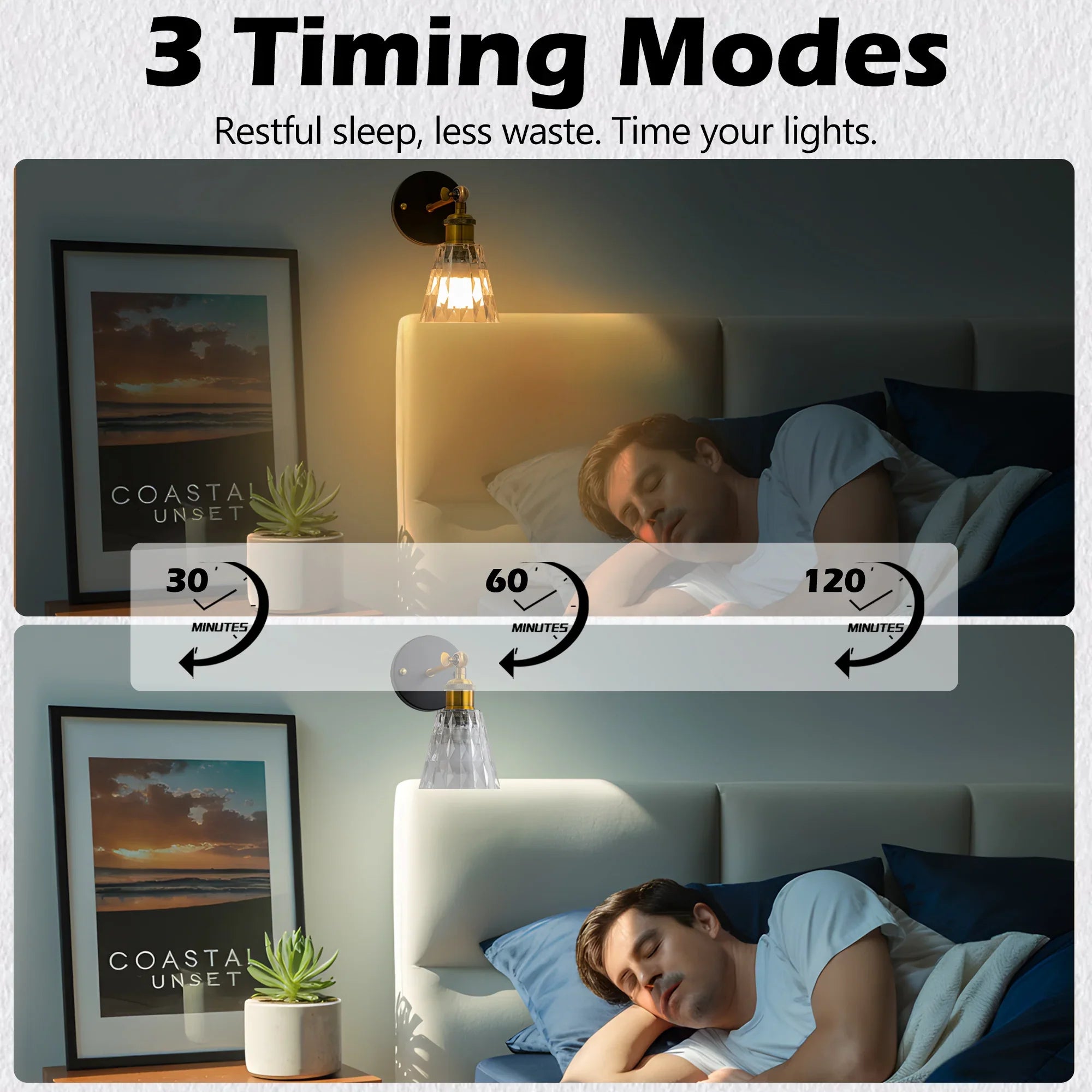 Clear Acrylic Rechargeable Wall Lights Set of 2