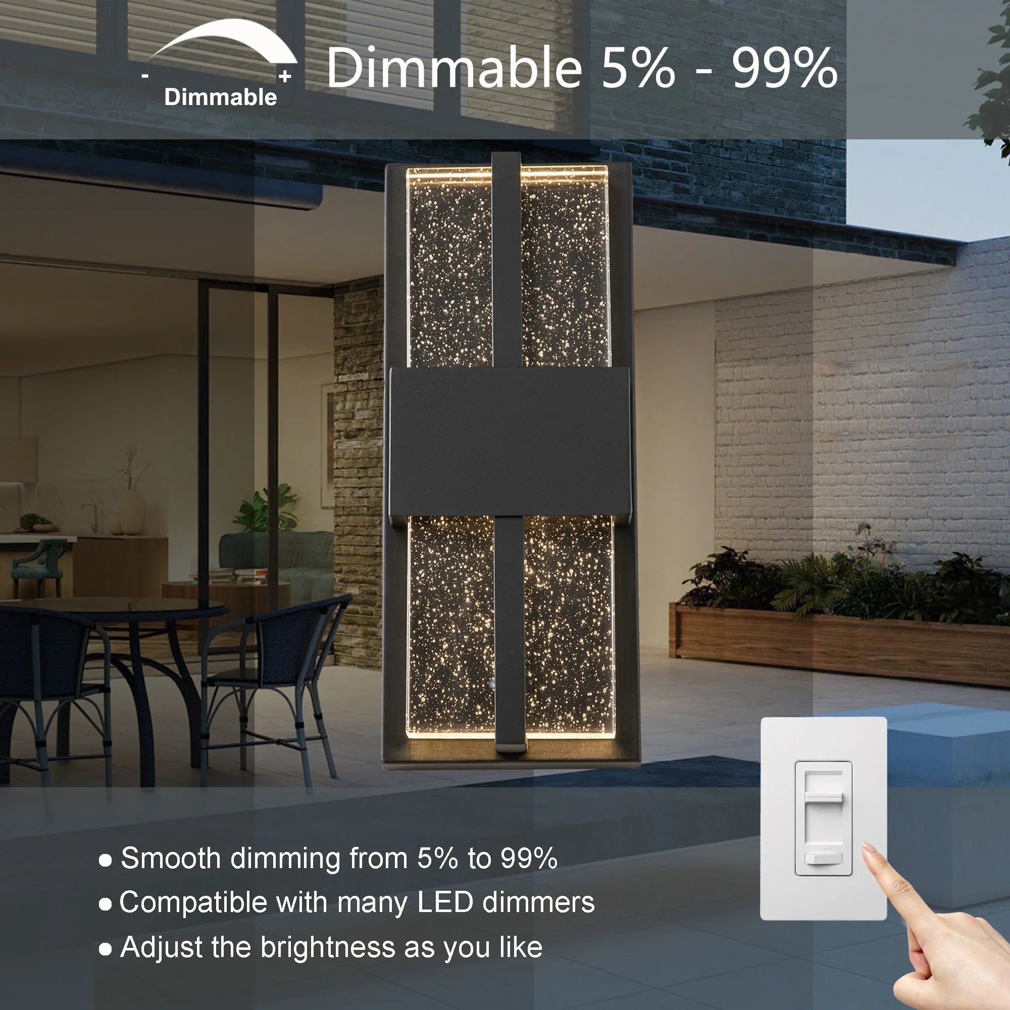 15" LED Outdoor Wall Lights Crystal Bubble Glass - FTL Outdoor Wall Lighting LED Light Bulbs