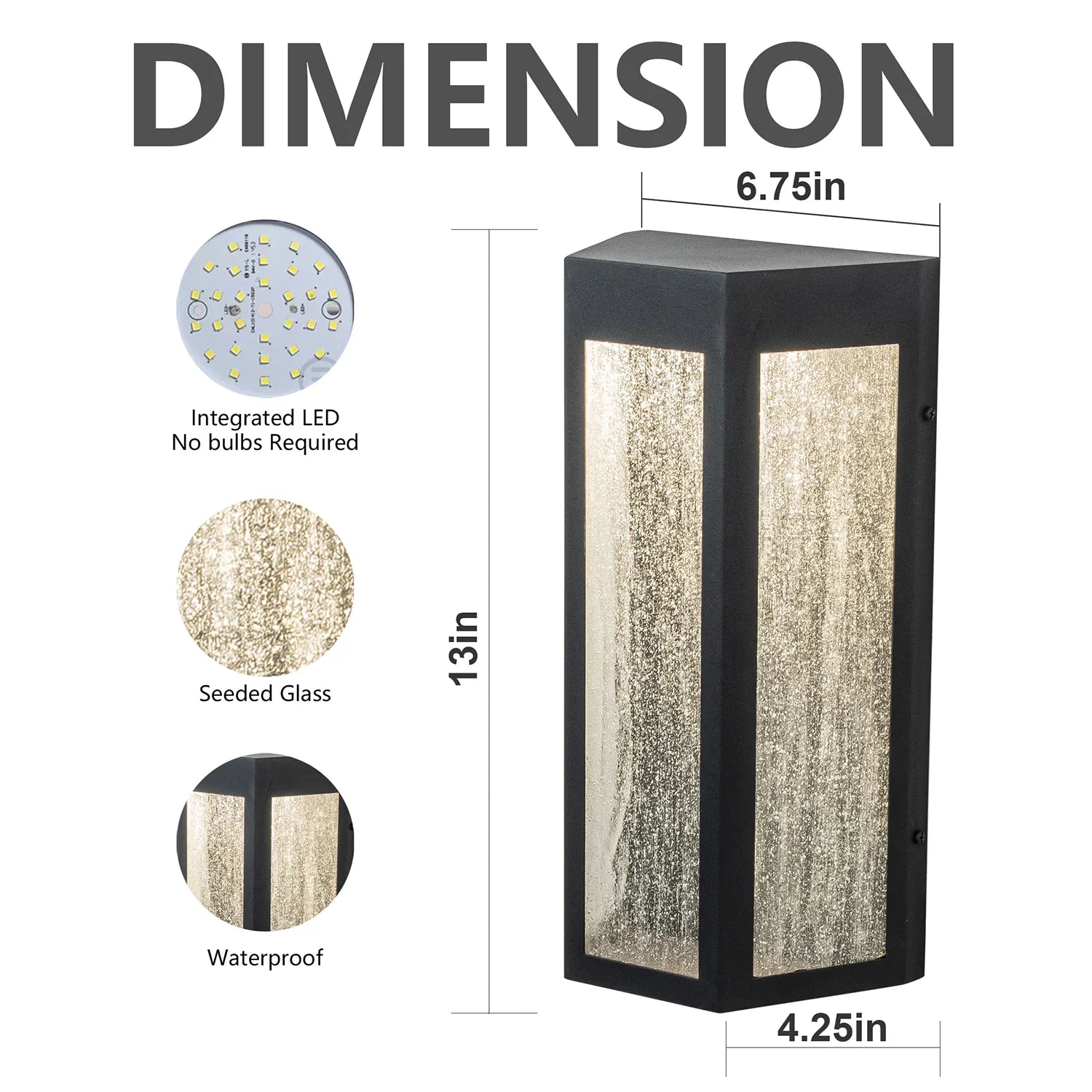 Black Outdoor Wall Lights with Seeded Glass - FTL Outdoor Wall Lighting LED Light Bulbs