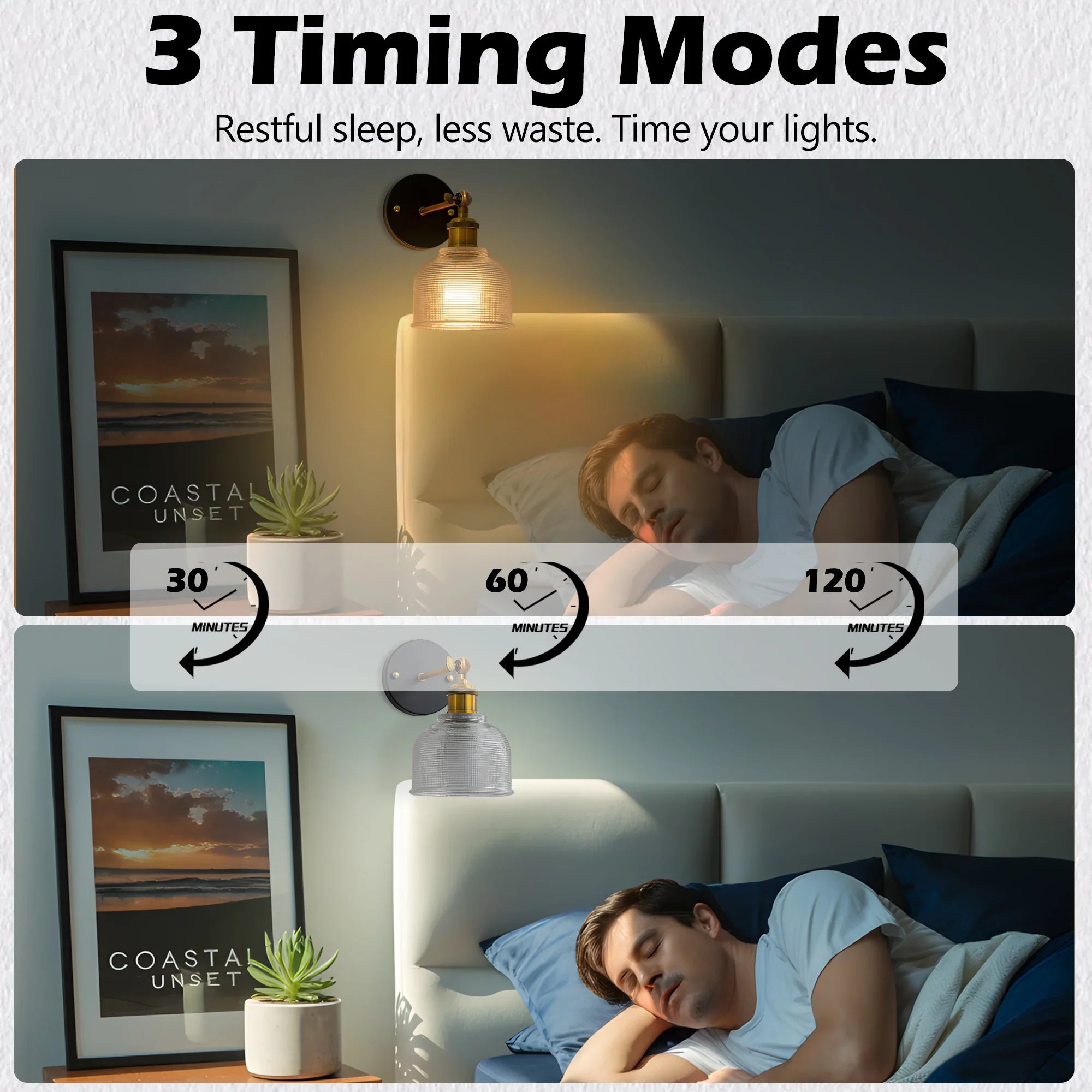 Modern Glass Rechargeable Wall Lights with Remote Set of 2