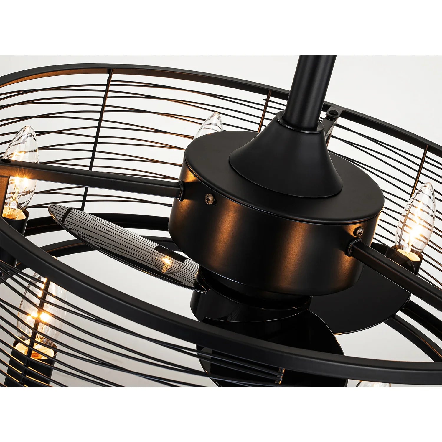 20” Stripped Caged Ceiling Fans with Light and Remote - FTL Outdoor Wall Lighting LED Light Bulbs