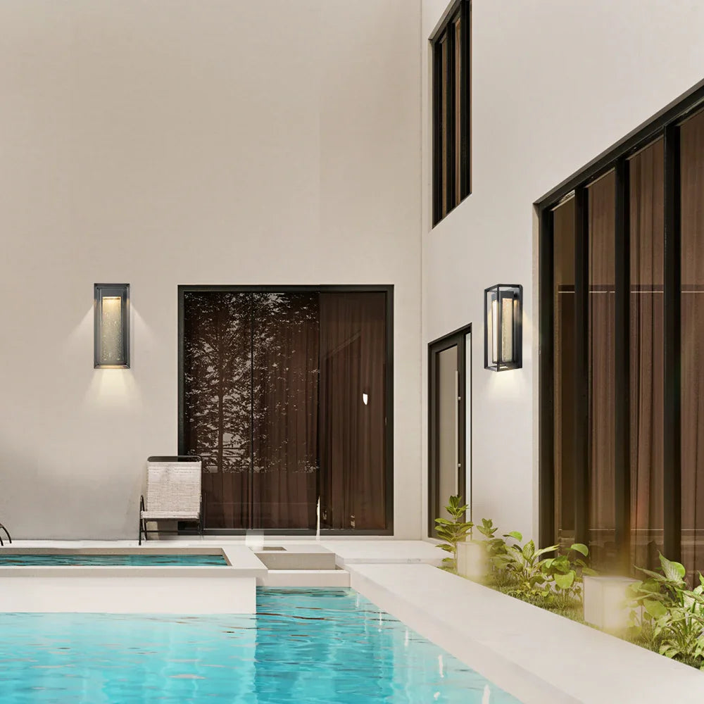 LED Outdoor Wall Sconce with seeded Glass