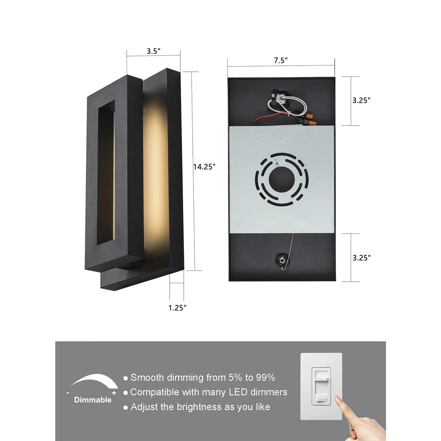 14" Black Metal Outdoor Wall Lights