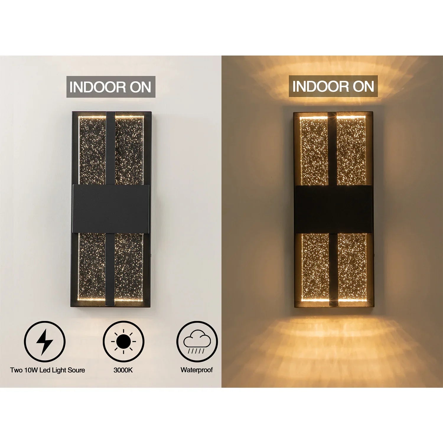 15" LED Outdoor Wall Lights Crystal Bubble Glass - FTL Outdoor Wall Lighting LED Light Bulbs