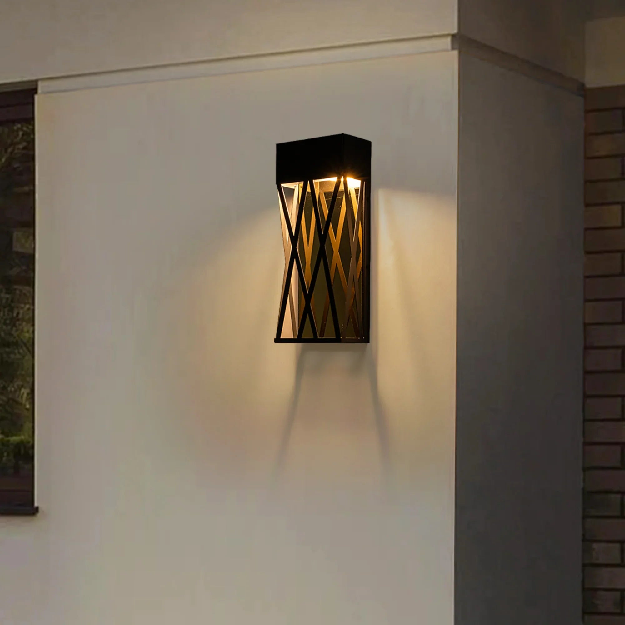 14" Black LED Outdoor Wall Lights with Gold Interior - FTL Outdoor Wall Lighting LED Light Bulbs