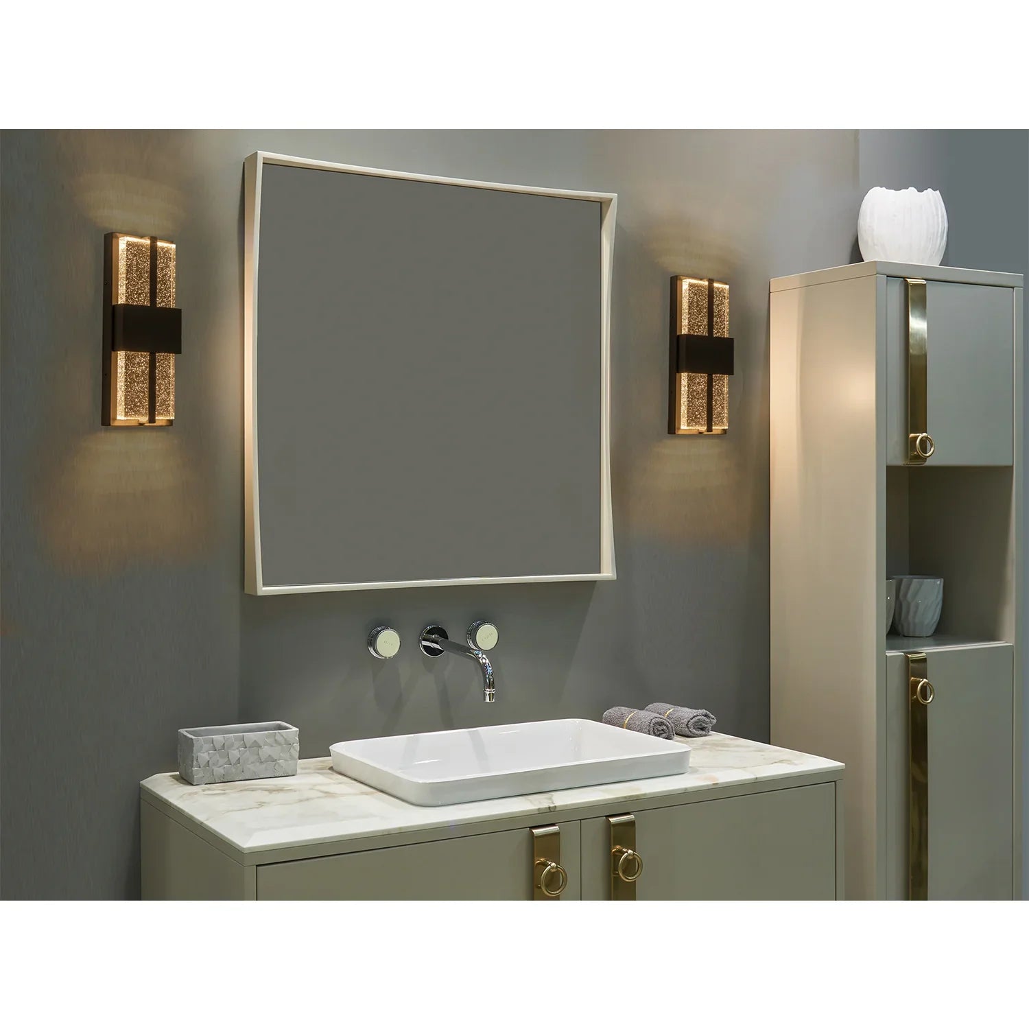 15" LED Outdoor Wall Lights Crystal Bubble Glass - FTL Outdoor Wall Lighting LED Light Bulbs