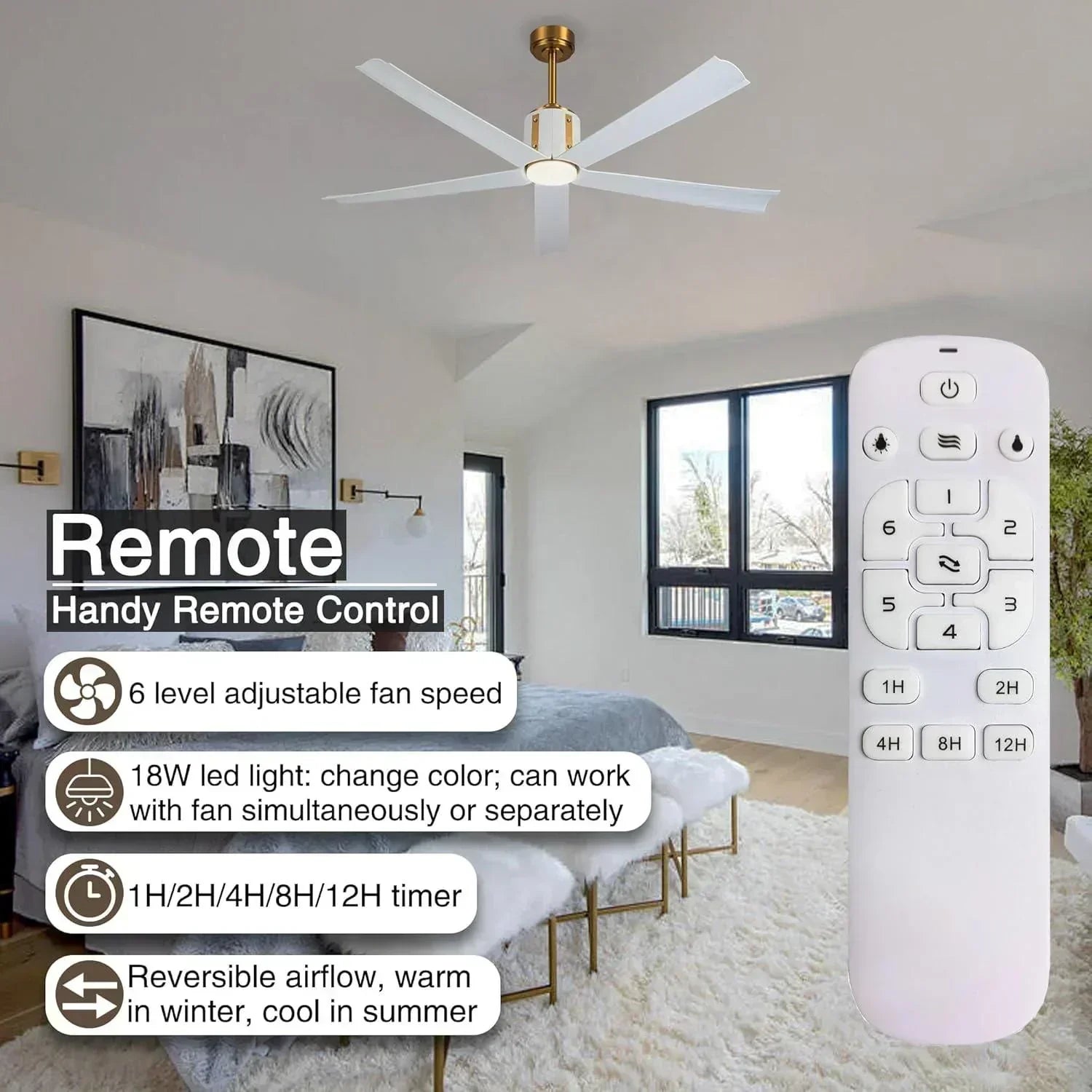 60" Ceiling Fan with LED Lights and Remote