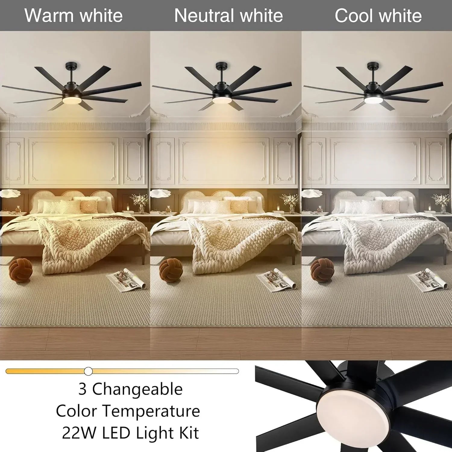 65" Ceiling Fans with LED Lights and Remote