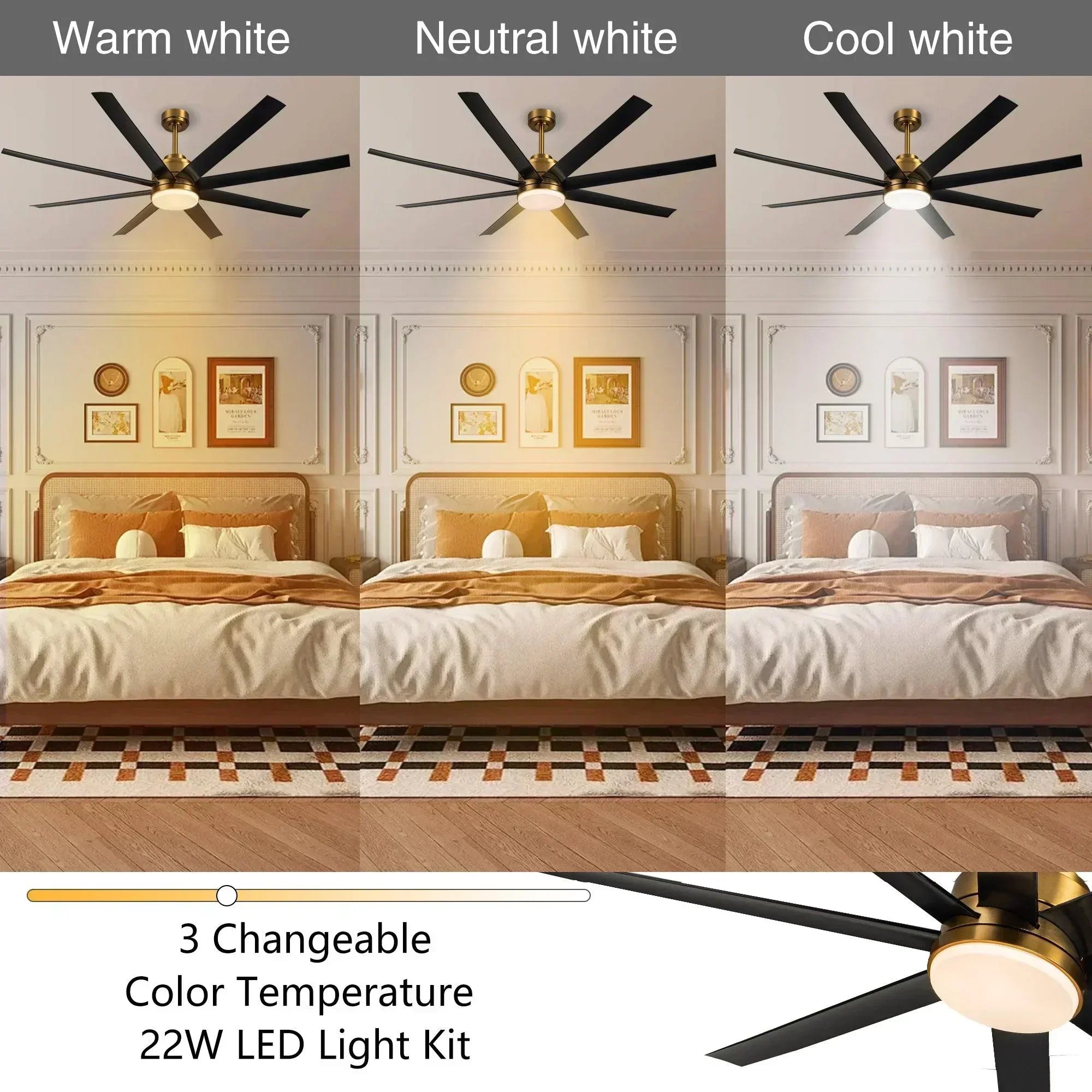 65" Ceiling Fans with LED Lights and Remote