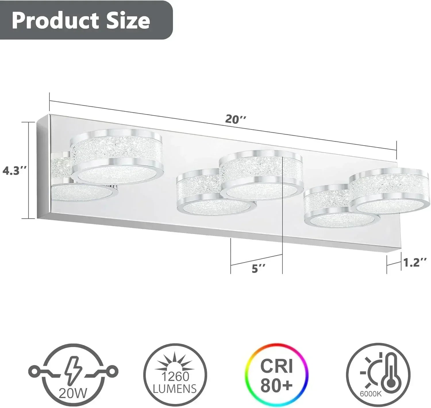 19" Crystal LED Bath Bar with 3 Lights Dimmable - FTL Outdoor Wall Lighting LED Light Bulbs