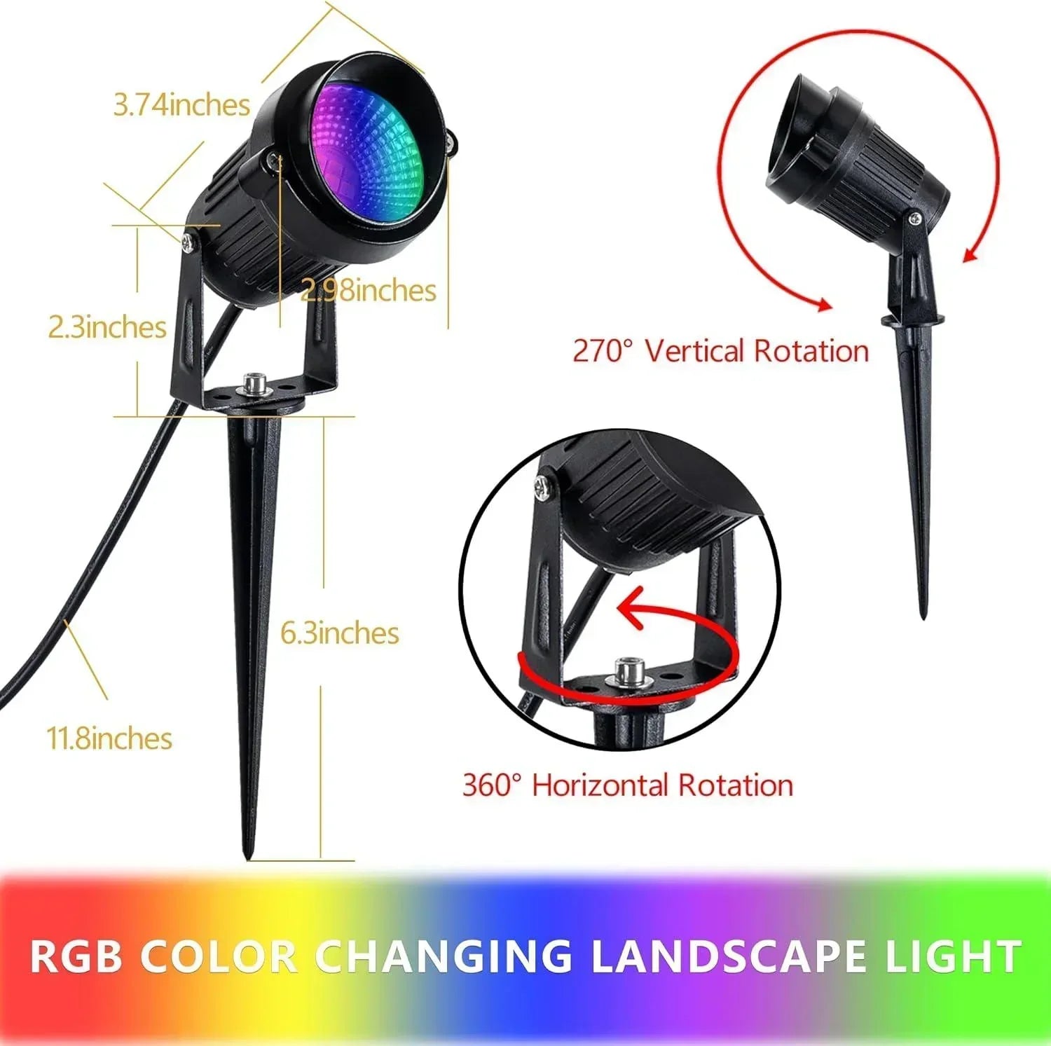 RGB LED Landscape Spotlight with Remote - FTL Outdoor Wall Lighting LED Light Bulbs