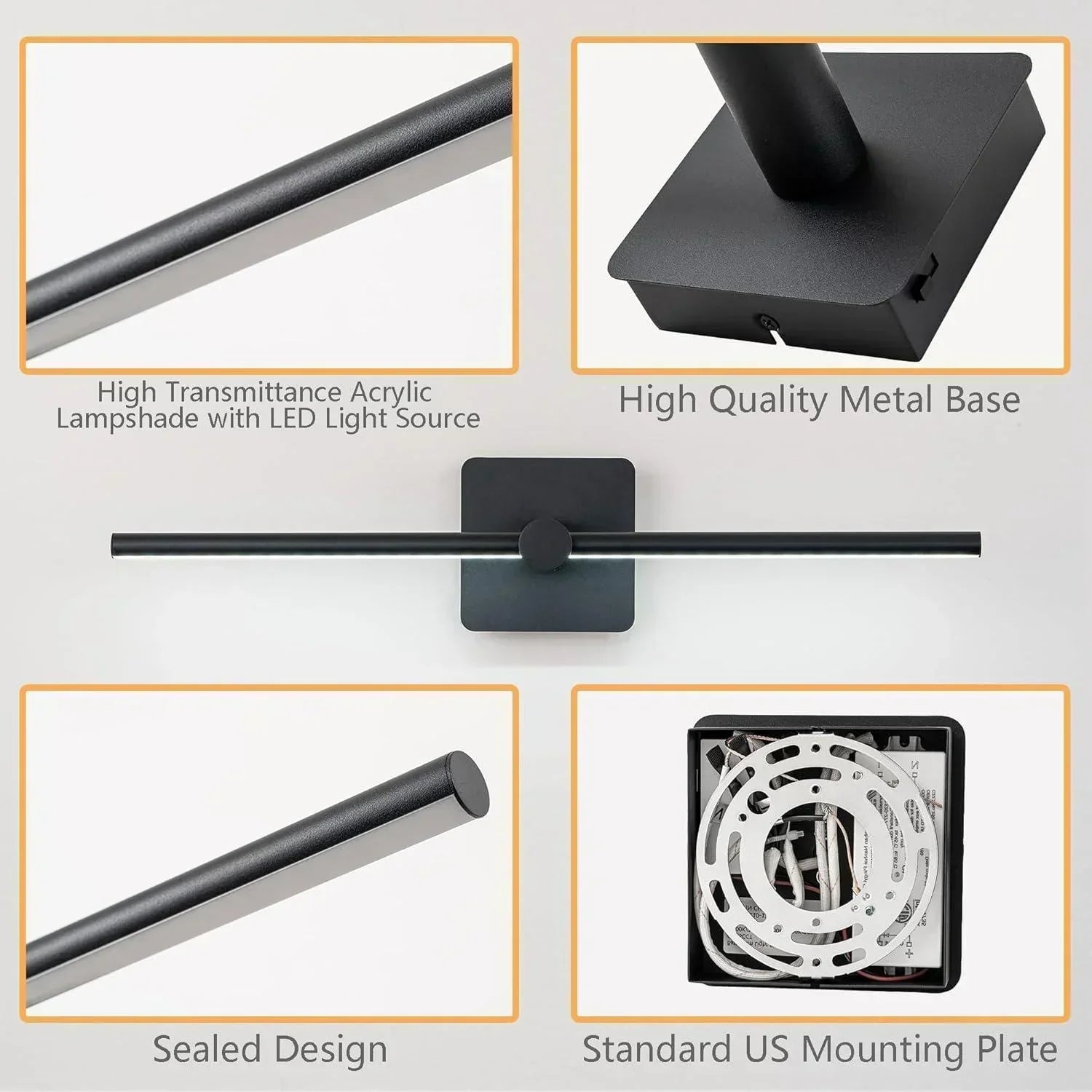 22.8" 5CCT Dimmable Black LED Bath Bar Non-Adjust - FTL Outdoor Wall Lighting LED Light Bulbs