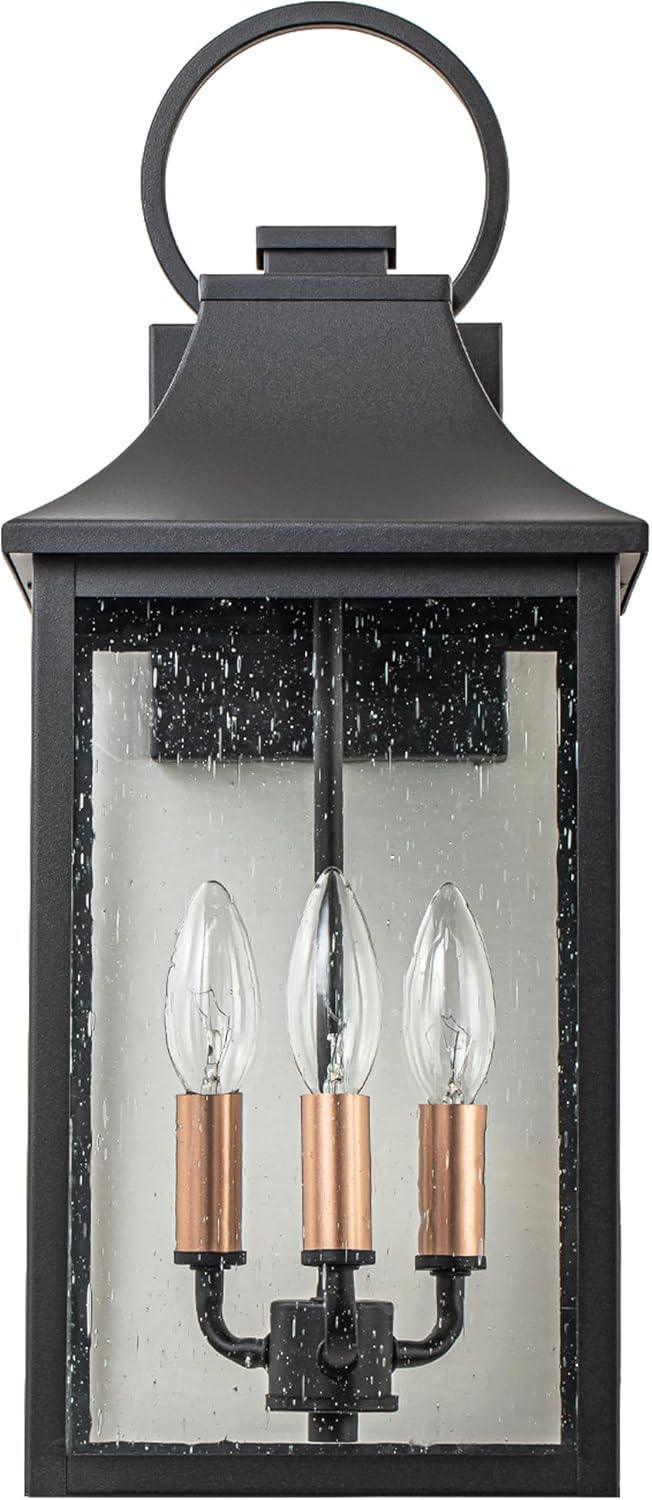 18" Black Outdoor Wall Lights with Gold 3-Light - FTL Outdoor Wall Lighting LED Light Bulbs