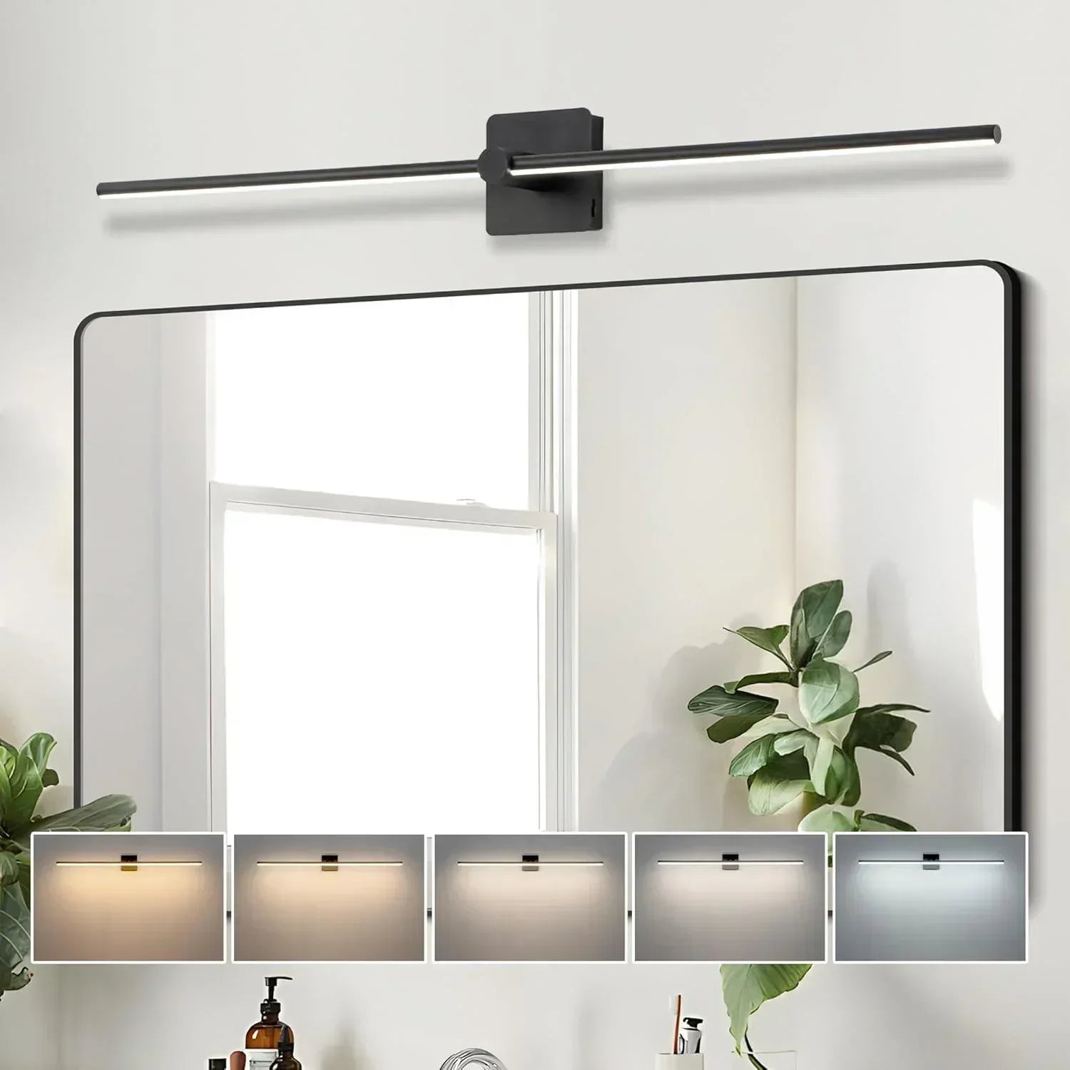 39.4" 5CCT Dimmable Black LED Bath Bar Non-Adjust - FTL Outdoor Wall Lighting LED Light Bulbs