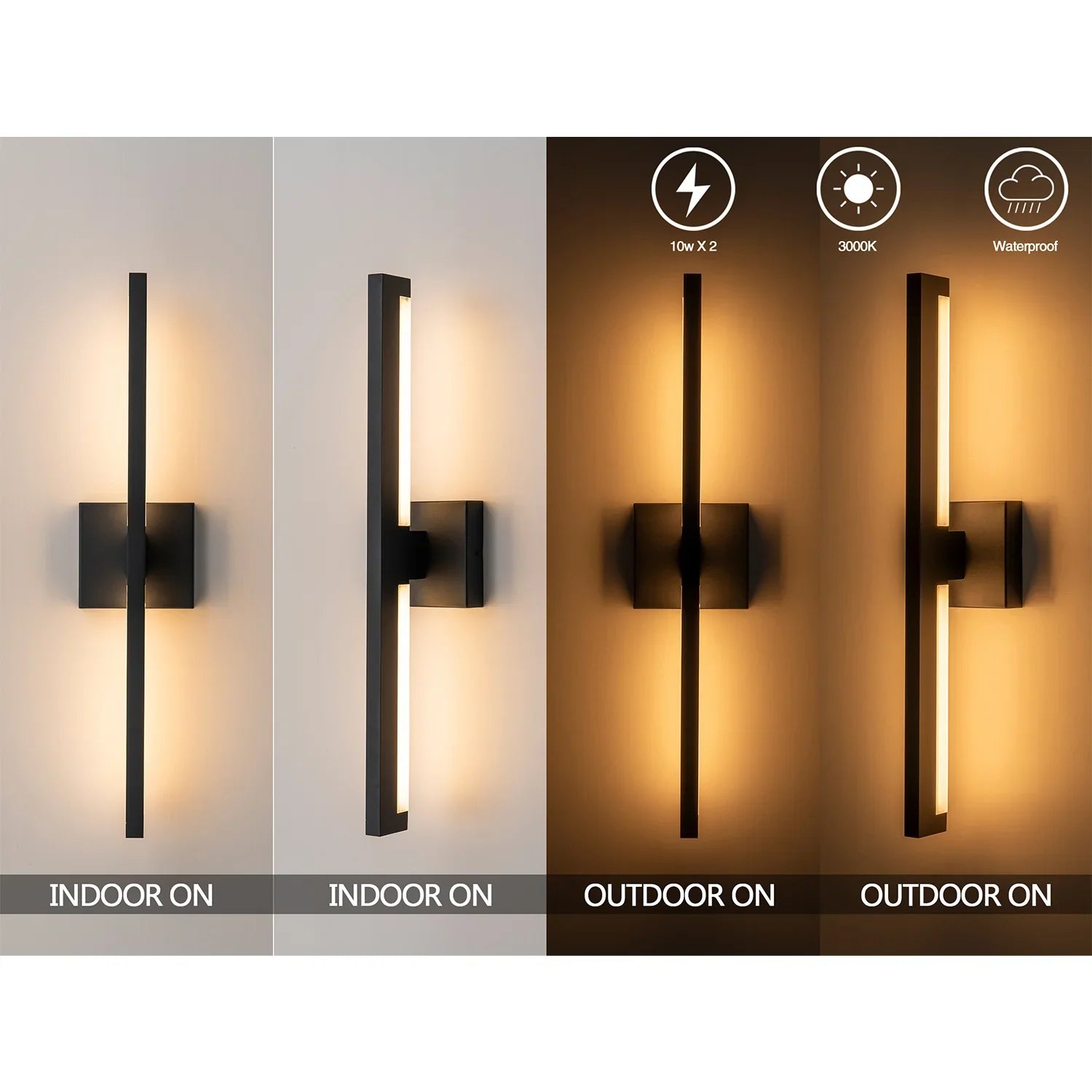 22" LED Outdoor Wall Lights with Acrylic - FTL Outdoor Wall Lighting LED Light Bulbs