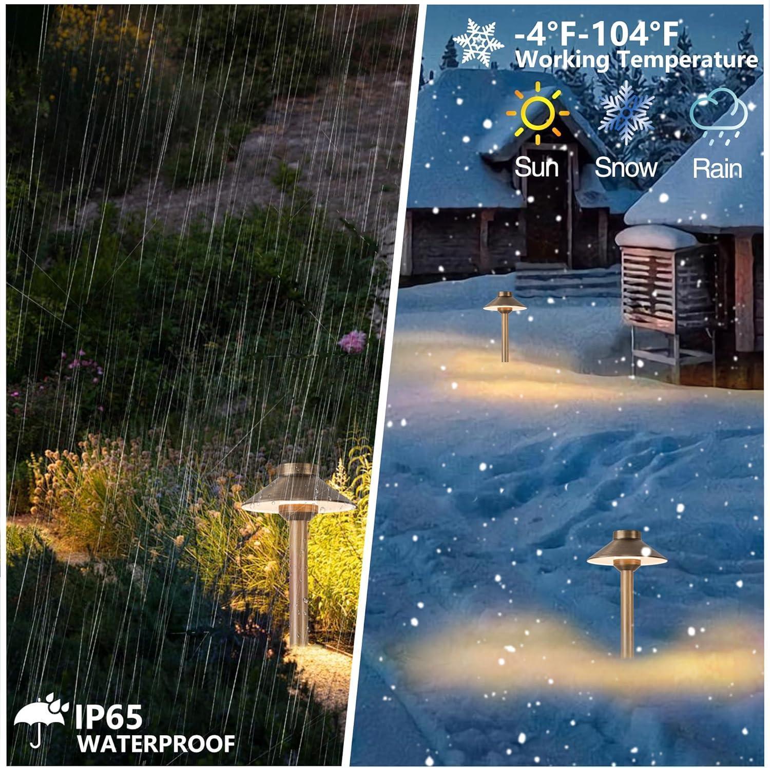 Brass Pathway Lights LED 3000K Warm White - FTL Outdoor Wall Lighting LED Light Bulbs