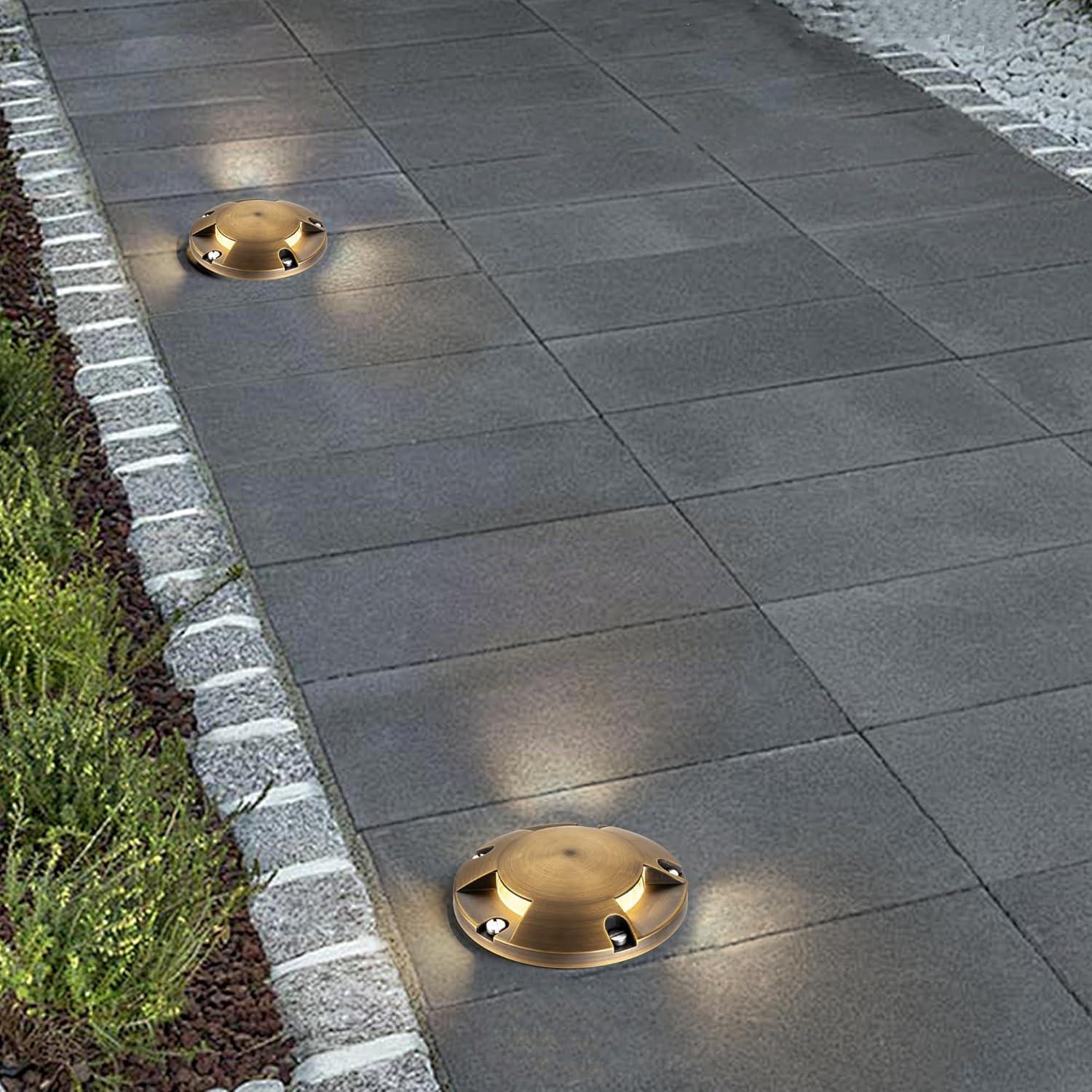 Brass In-Ground Well Light 3000K Warm White-LT2204C - FTL Outdoor Wall Lighting LED Light Bulbs