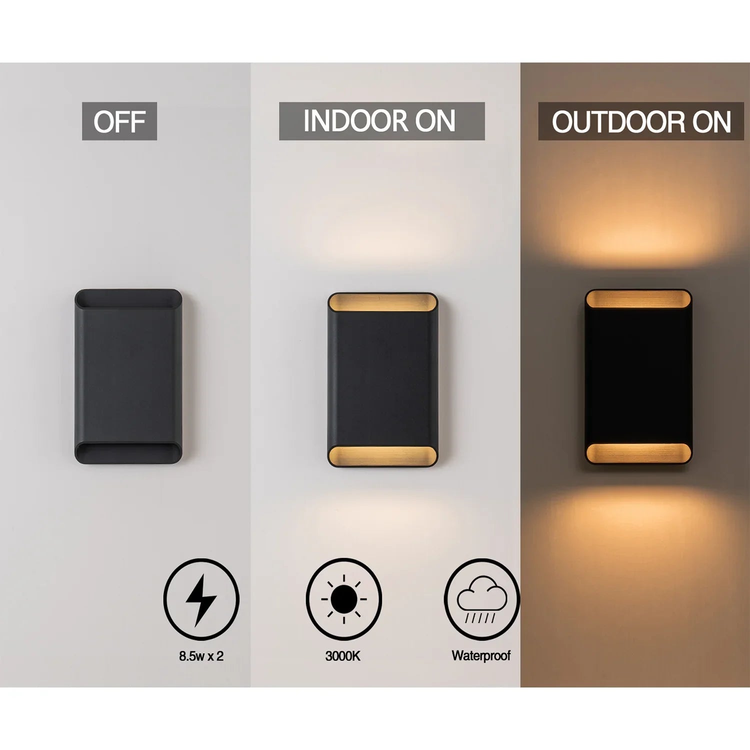 9" Black LED Outdoor Wall Lights - FTL Outdoor Wall Lighting LED Light Bulbs