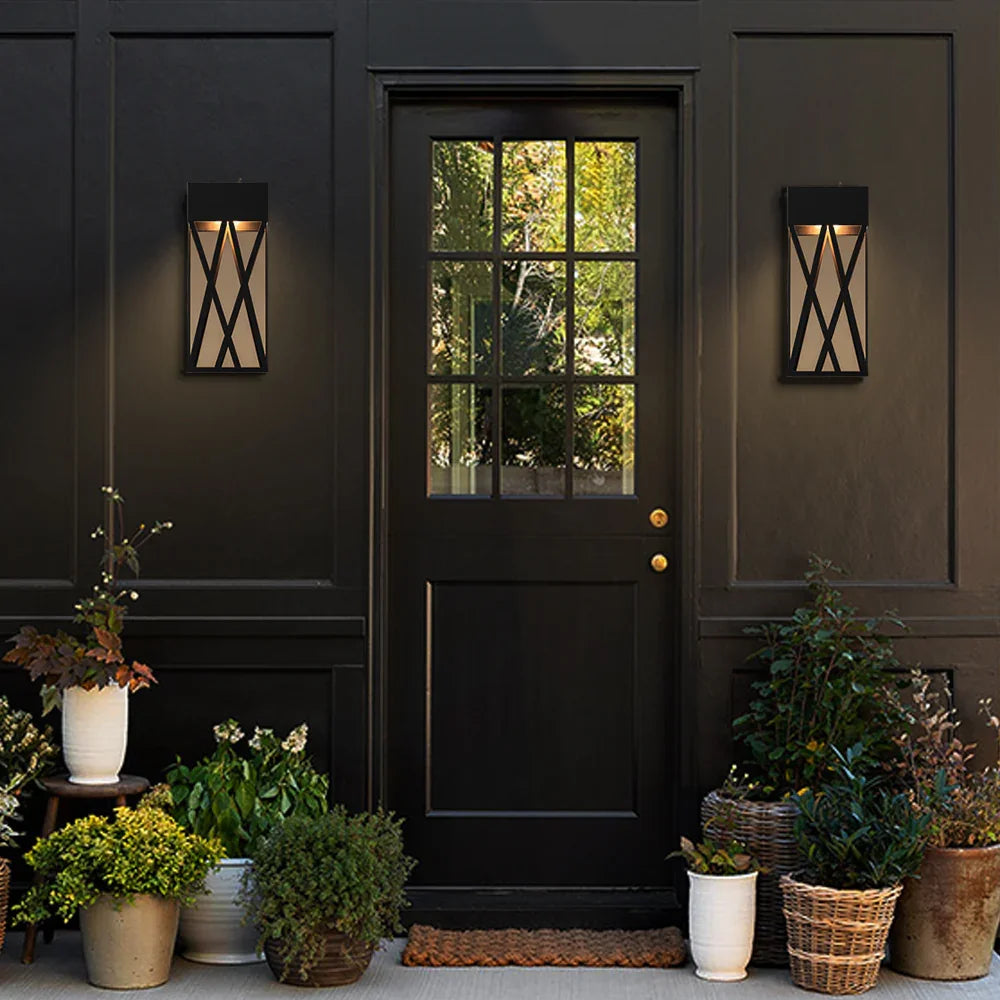 14" Black LED Outdoor Wall Lights with Gold Interior - FTL Outdoor Wall Lighting LED Light Bulbs