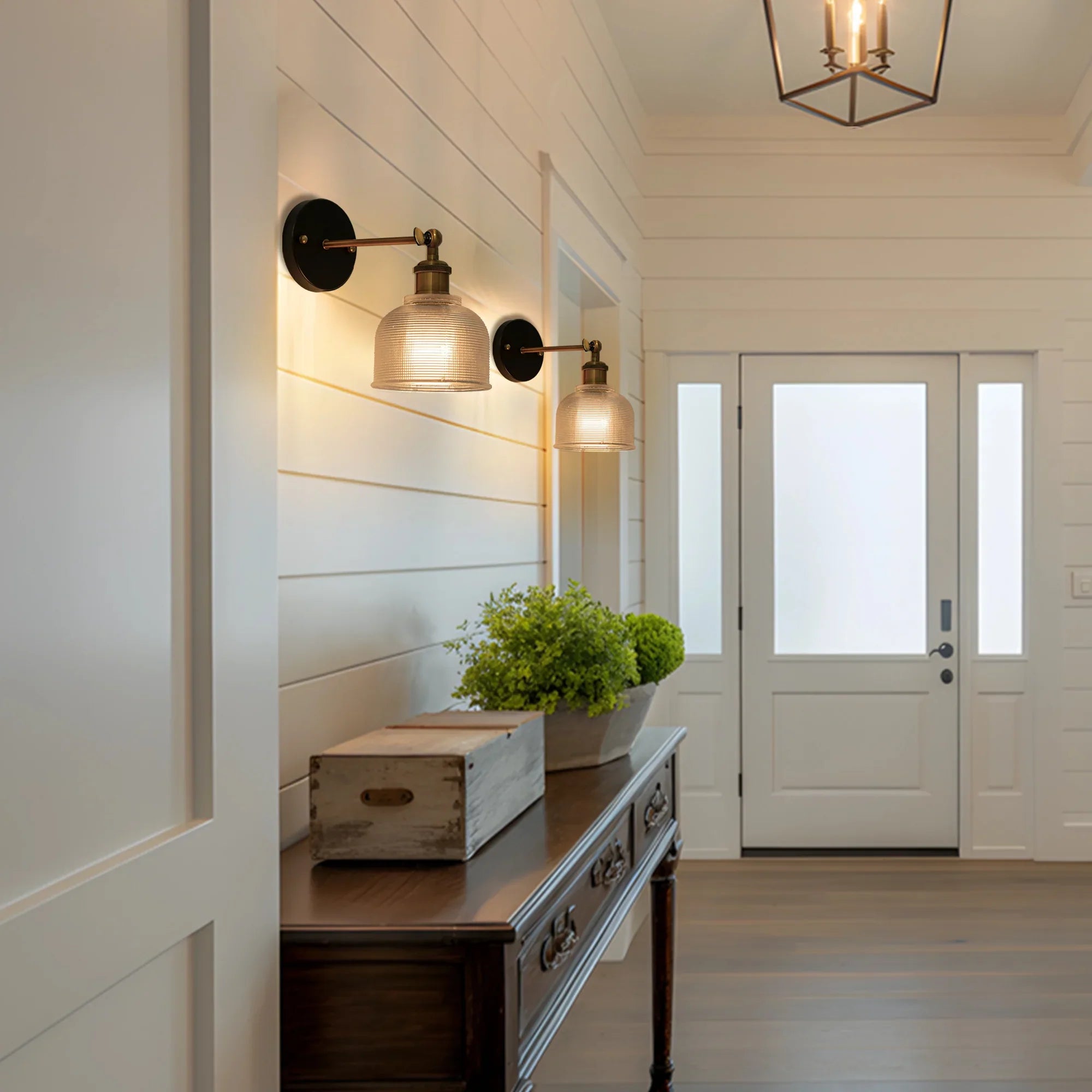 Modern Glass Rechargeable Wall Lights with Remote Set of 2