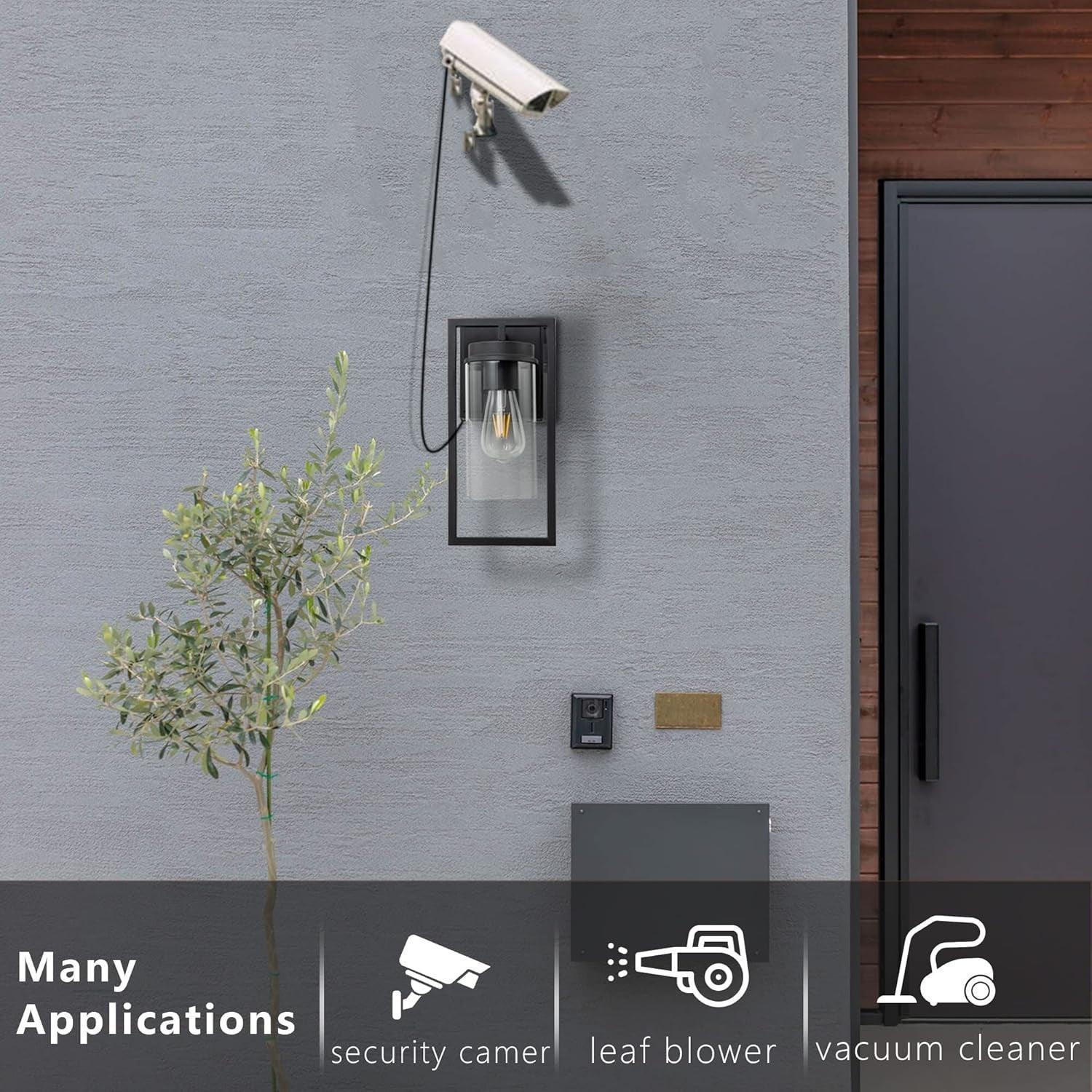 Black Outdoor Wall Lights with GFCI Outlet - FTL Outdoor Wall Lighting LED Light Bulbs