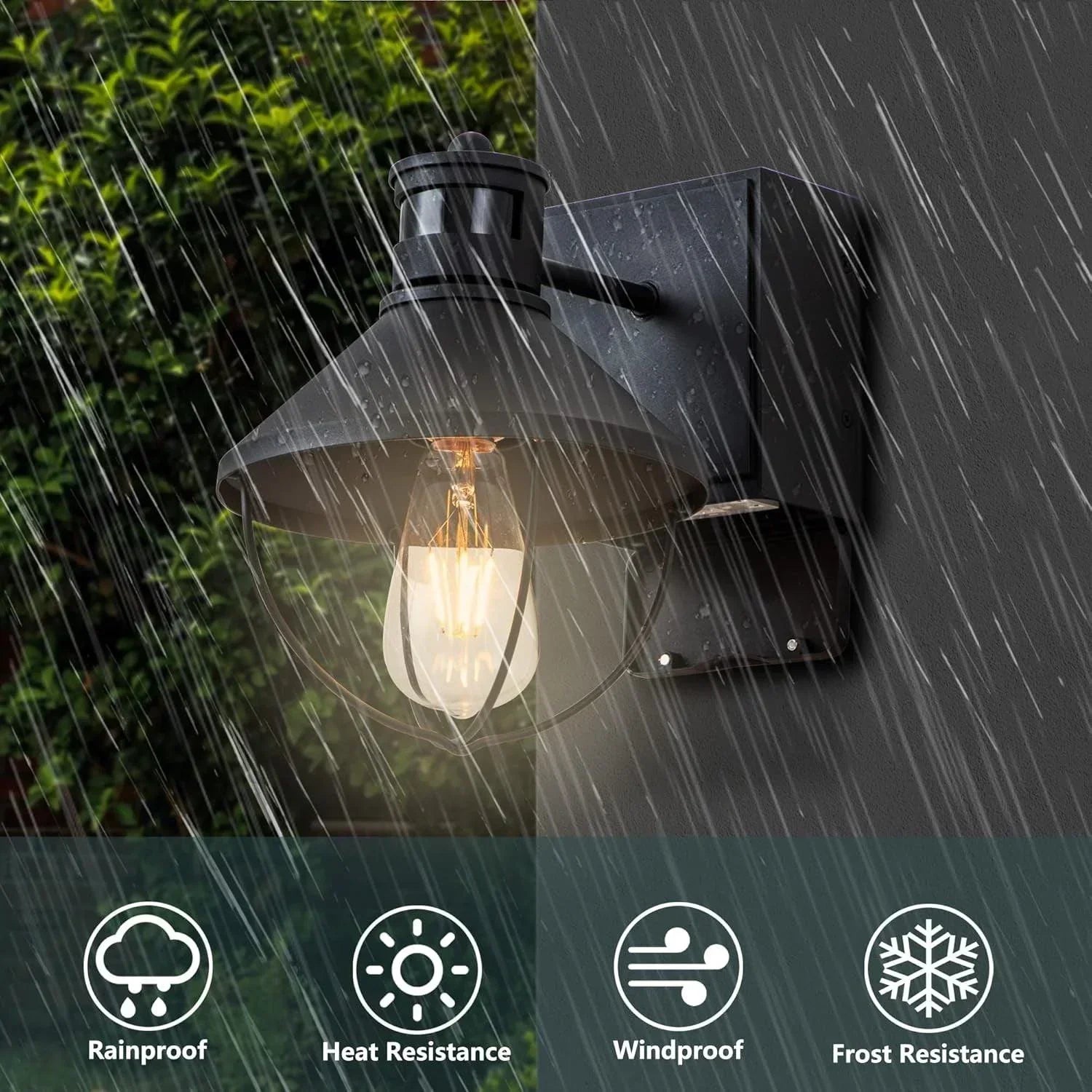 Motion Sensor Dusk to Dawn Outdoor Wall lights with GFCI Outlet - FTL Outdoor Wall Lighting LED Light Bulbs