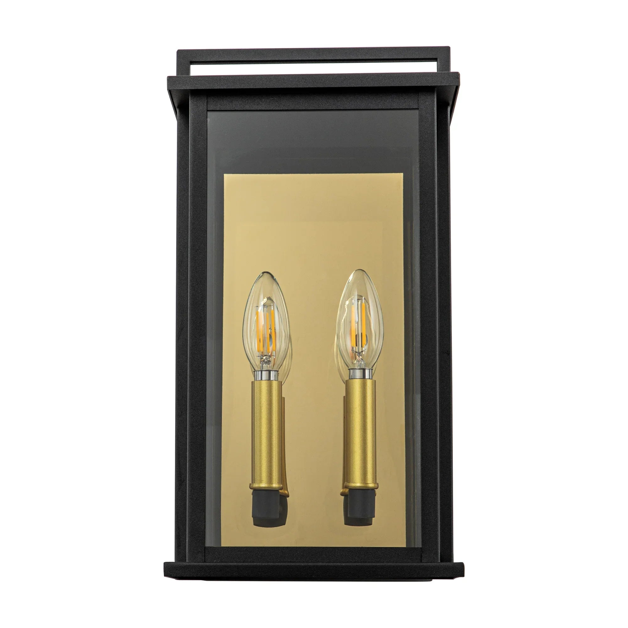 Black Outdoor Wall Lights with Gold Candelabra Interior - FTL Outdoor Wall Lighting LED Light Bulbs