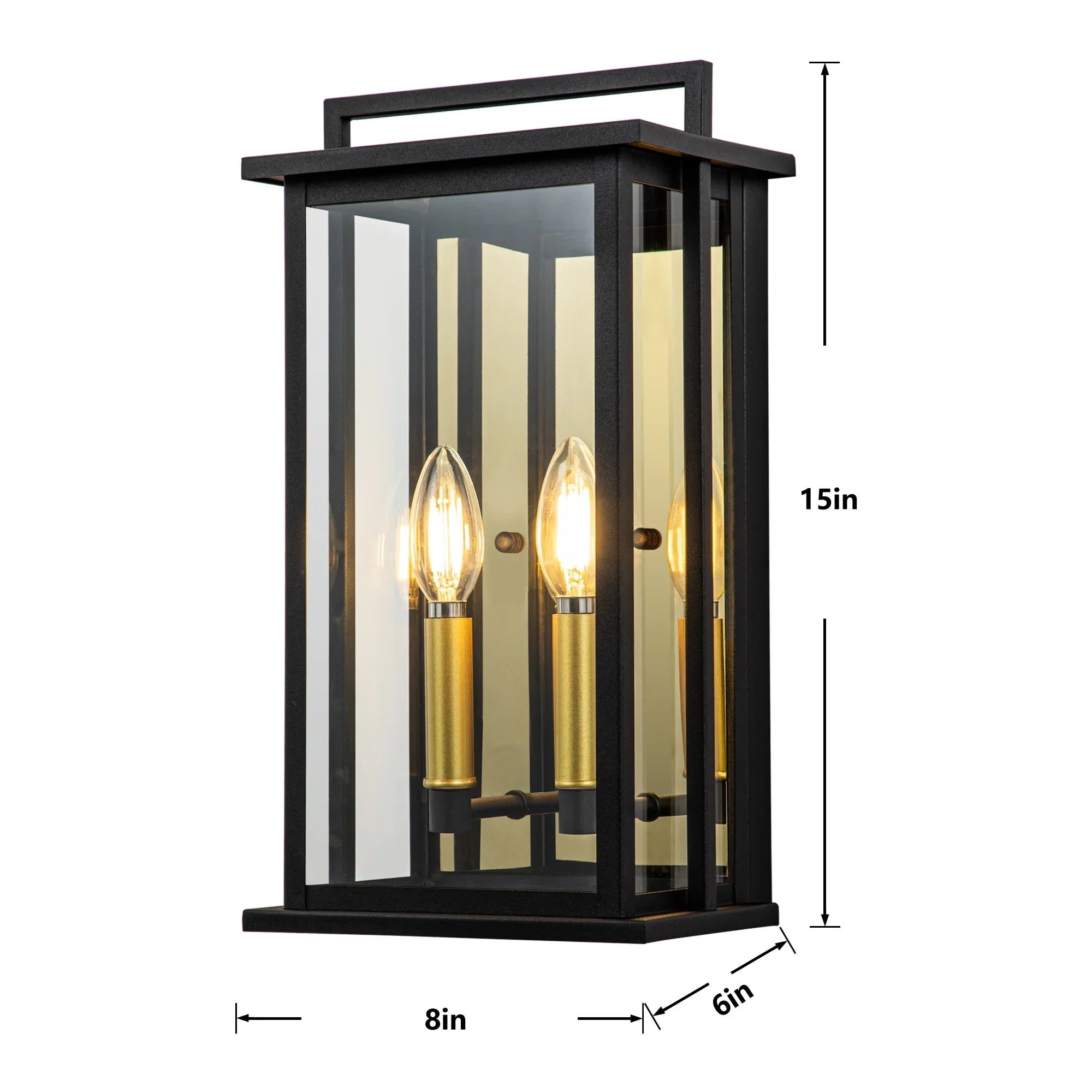 Black Outdoor Wall Lights with Gold Candelabra Interior - FTL Outdoor Wall Lighting LED Light Bulbs
