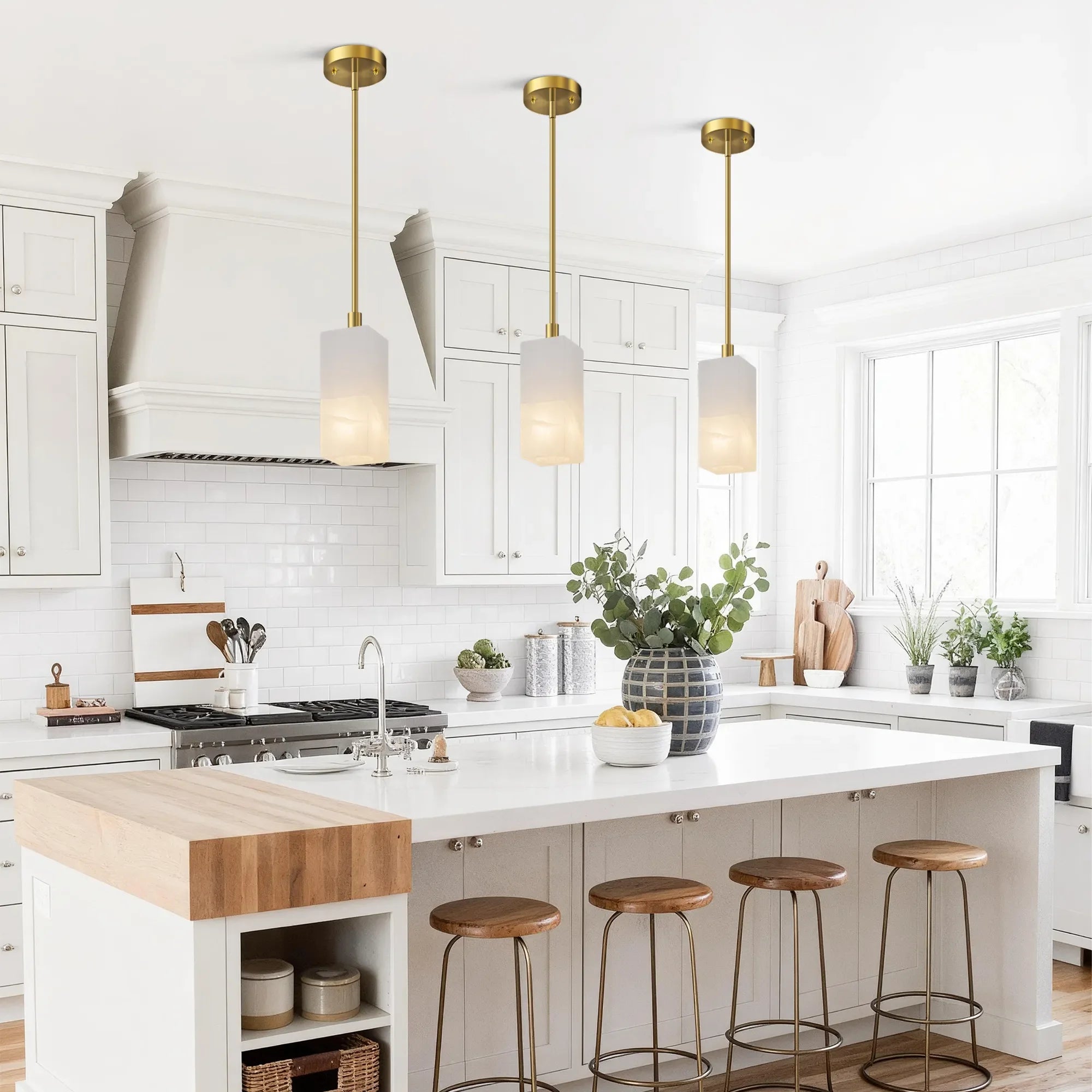 FTL Alabaster Pendant Lights Square 1 Light