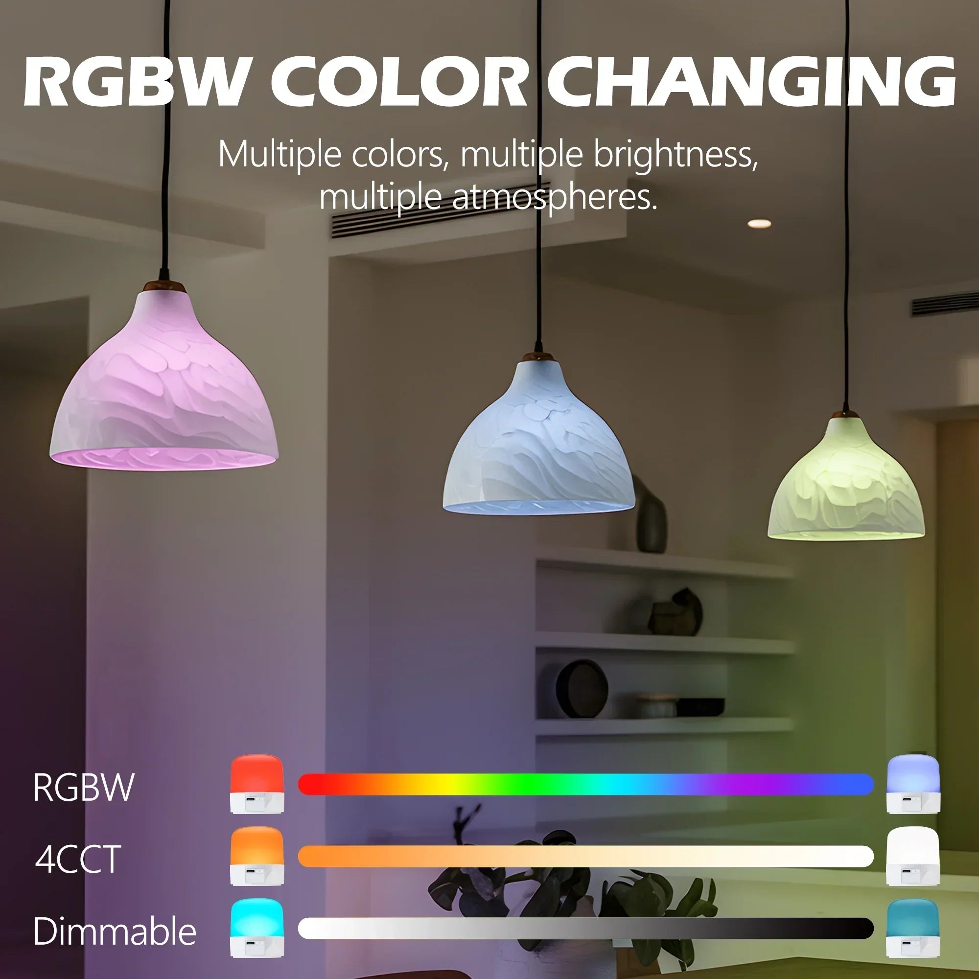 3.86" Rechargeable Color Changing Light Bulb 2-Pack