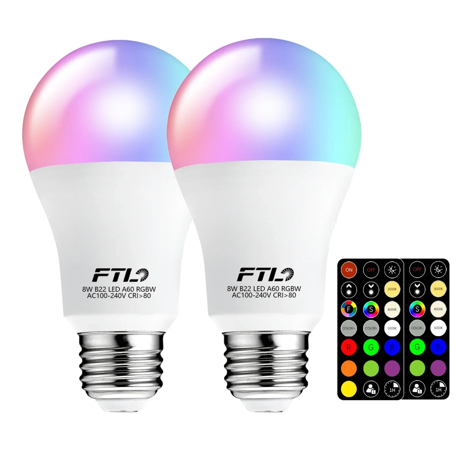 RGB Color Changing A19 8W LED Bulbs with Remote