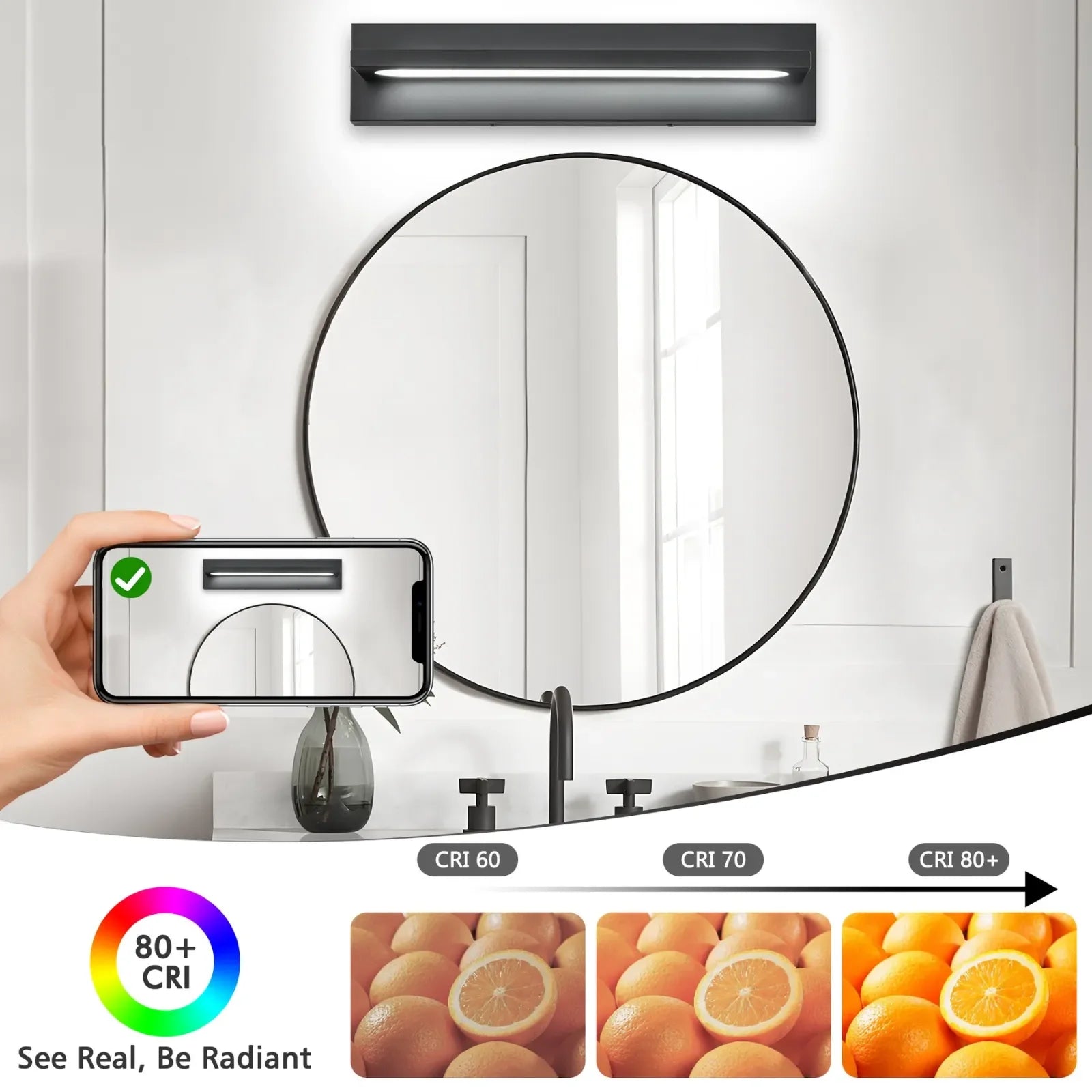 20.5" Dimmable Modern LED Vanity Light IP44 Waterproof