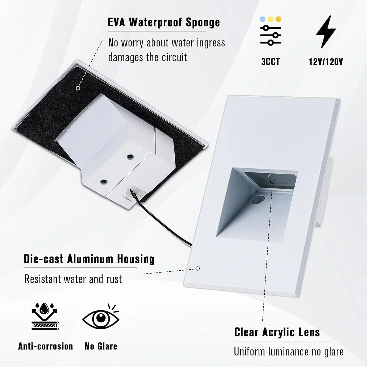 LED Step Lights 3000K Vertical Set of 3