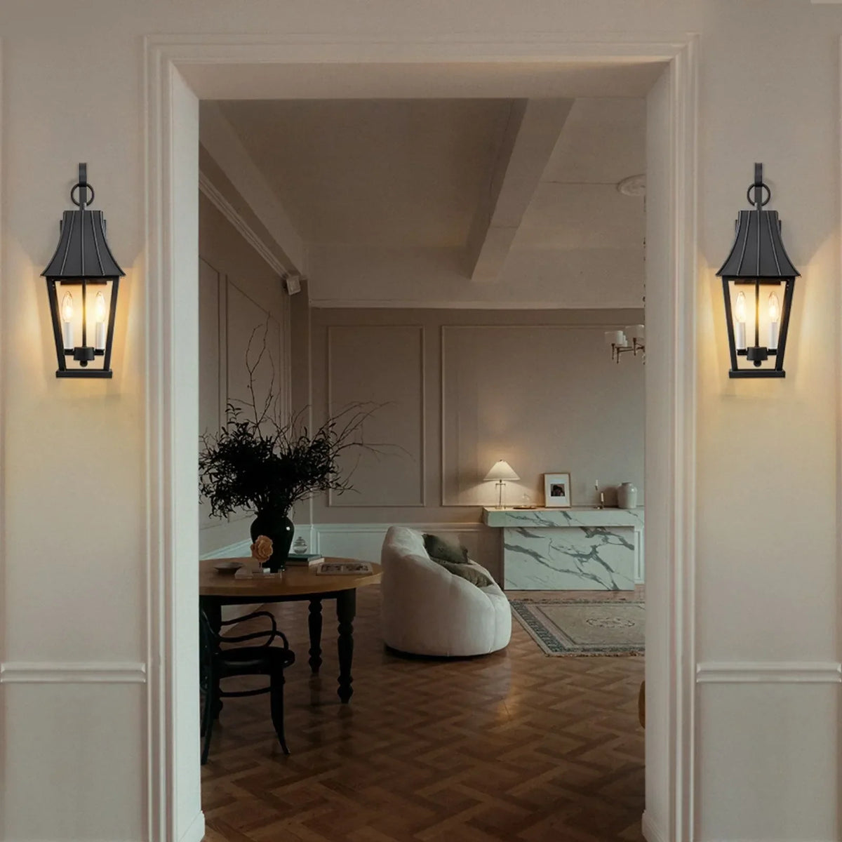 21.25" Large Outdoor Wall Lights with White Candelabra