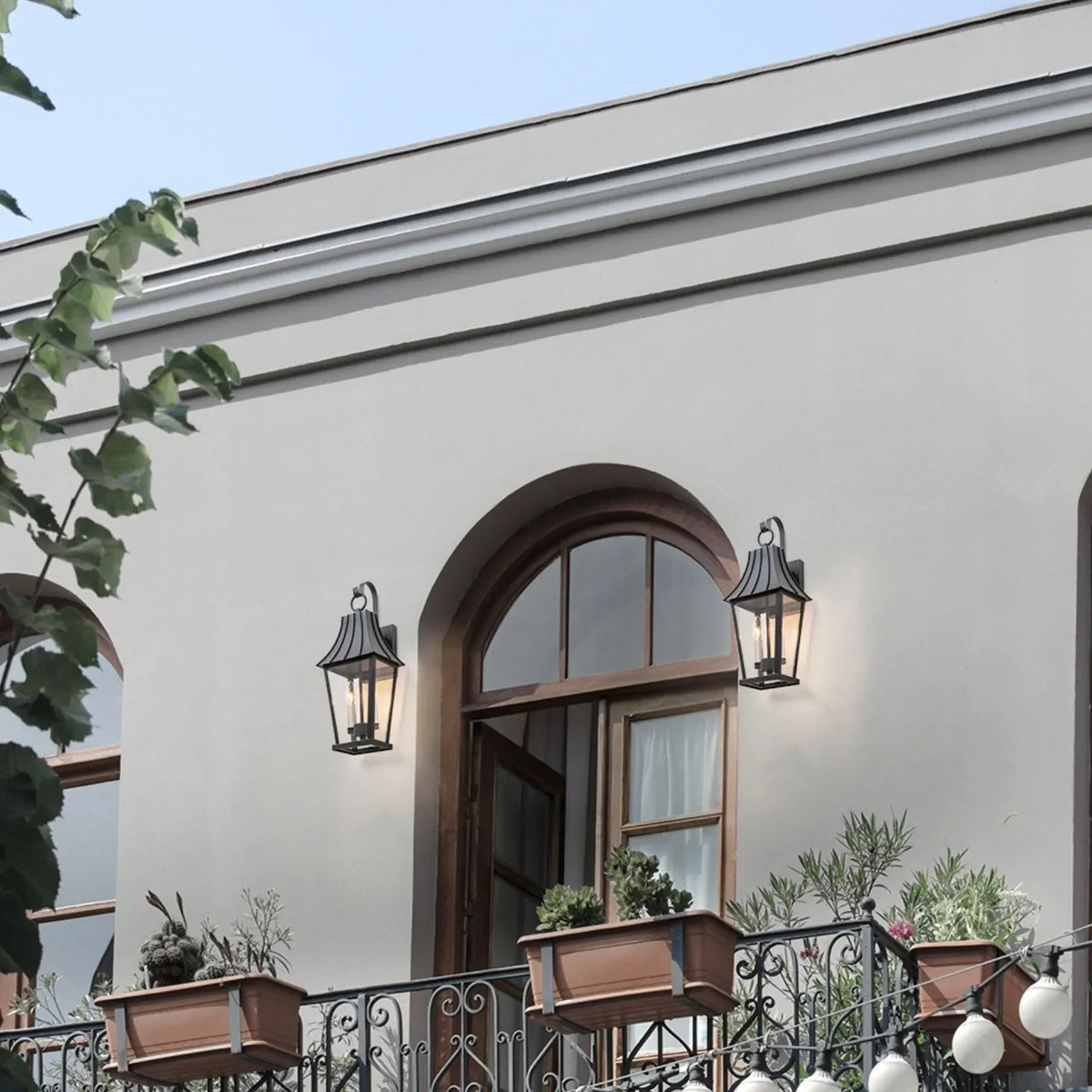 21.25" Large Outdoor Wall Lights with White Candelabra