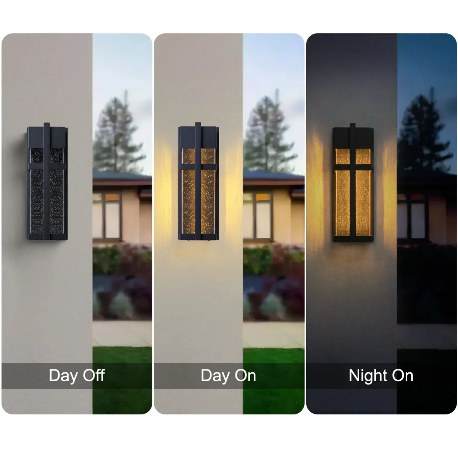 15" Black Outdoor Wall Sconce with Seed Glass